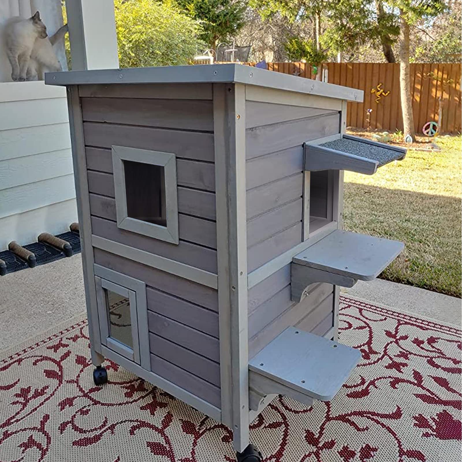 Outdoor Cat Houses for Feral Cats Weatherproof Outside Cat Shelter Kitty House with Escape Door