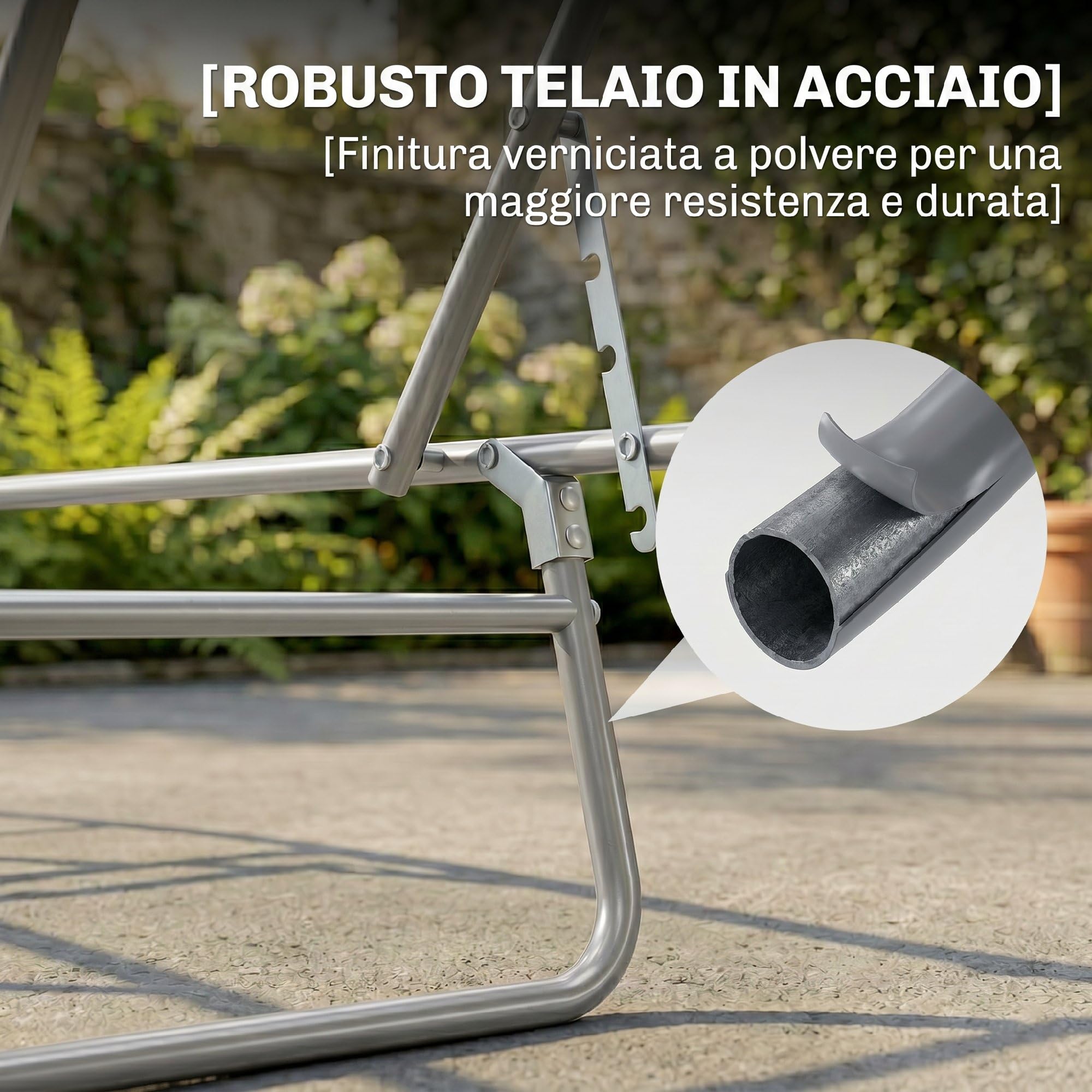 Outsunny Lettino Prendisole da Giardino Pieghevole Regolabile Marrone | con Tettuccio, Schienale Regolabile, Sdraio da Giardino, Tessuto Oxford e Metallo, per Spiaggia, Piscina, 187x58x36 cm