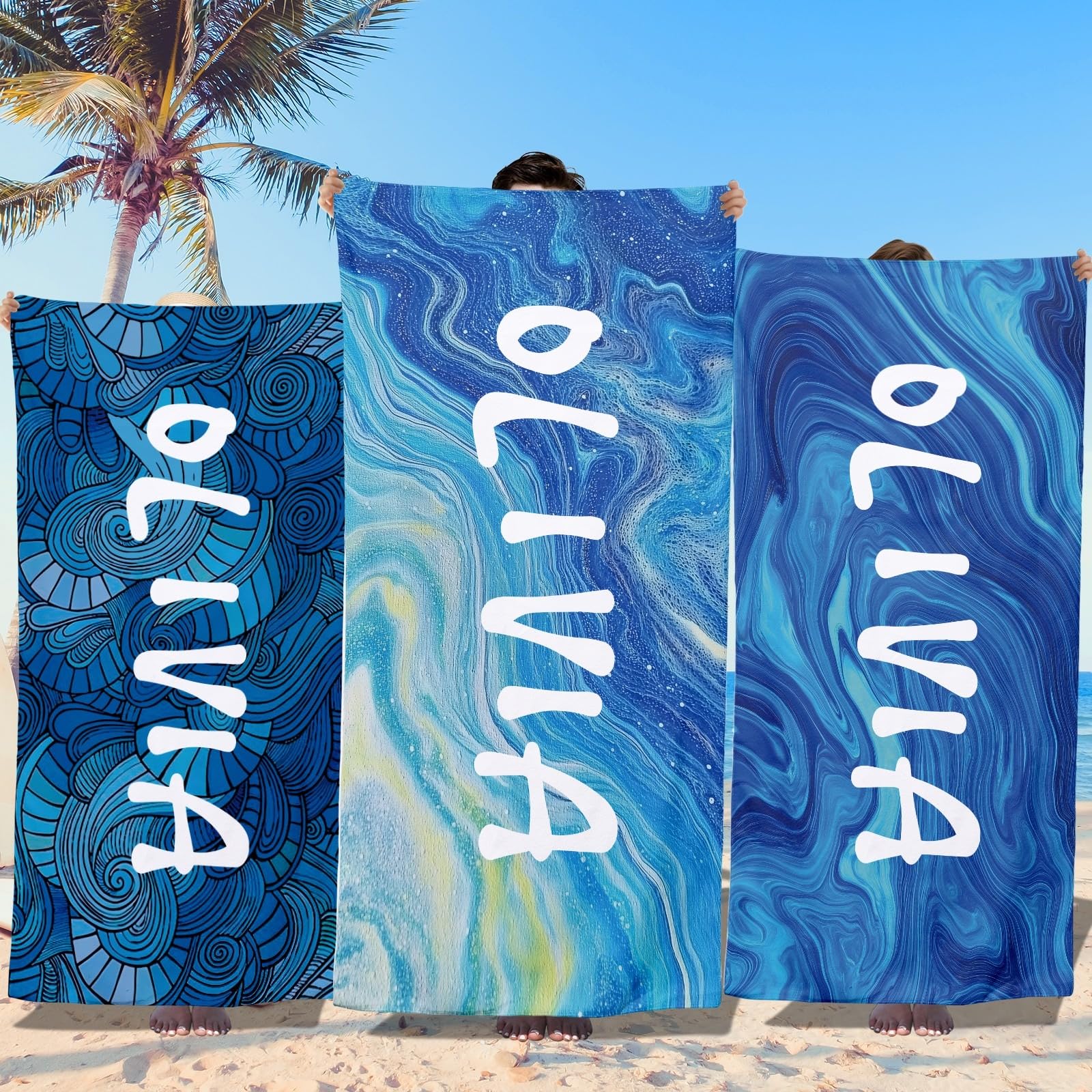 RXLLDOLY Personalized Beach Towel for Kids Adults, Custom Beach Towels with Name, Microfiber Beach Towel Quick Dry Pool Towels for Boys Girls