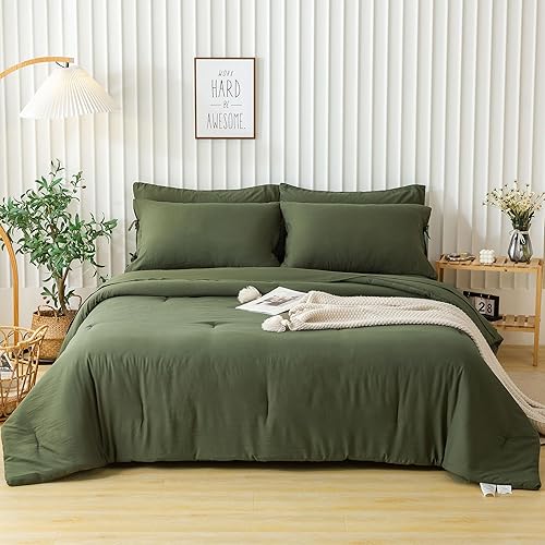 COTTEBED Juego de cama ultrasuave tamaño Queen con edredón y sábanas  Uso para todas las estaciones, ropa de cama de 7 piezas en una bolsa, juego de