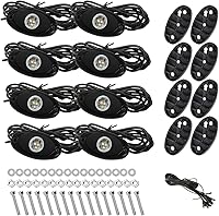 Vista 7 de SUNPIE 8 cápsulas de luces de roca de conexión rápida azul, cables de extensión de 4M para cada luz, 3 chips de alta potencia, almohadillas