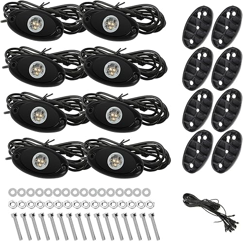 Miniatura 7 de SUNPIE 8 cápsulas de luces azules de conexión rápida, cables de extensión de 13.1 ft cada luz, 3 chips de alta potencia, almohadillas de montaje de