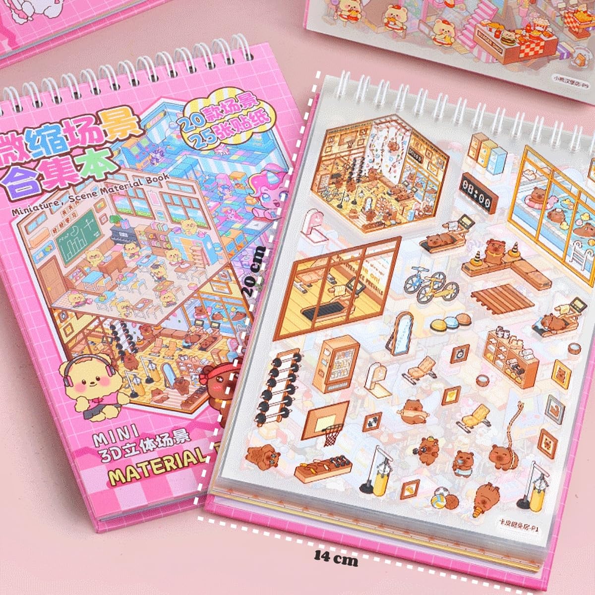 20 Sets of 3D DIY House Stickers with Tweezer,Kawaii 3D Sticker Scenes Collection Book Make Your Own Cartoon Mini Shop Cake Burger Coffee Shop for Adult Kids Relief Stress Pass The Time - Image 3