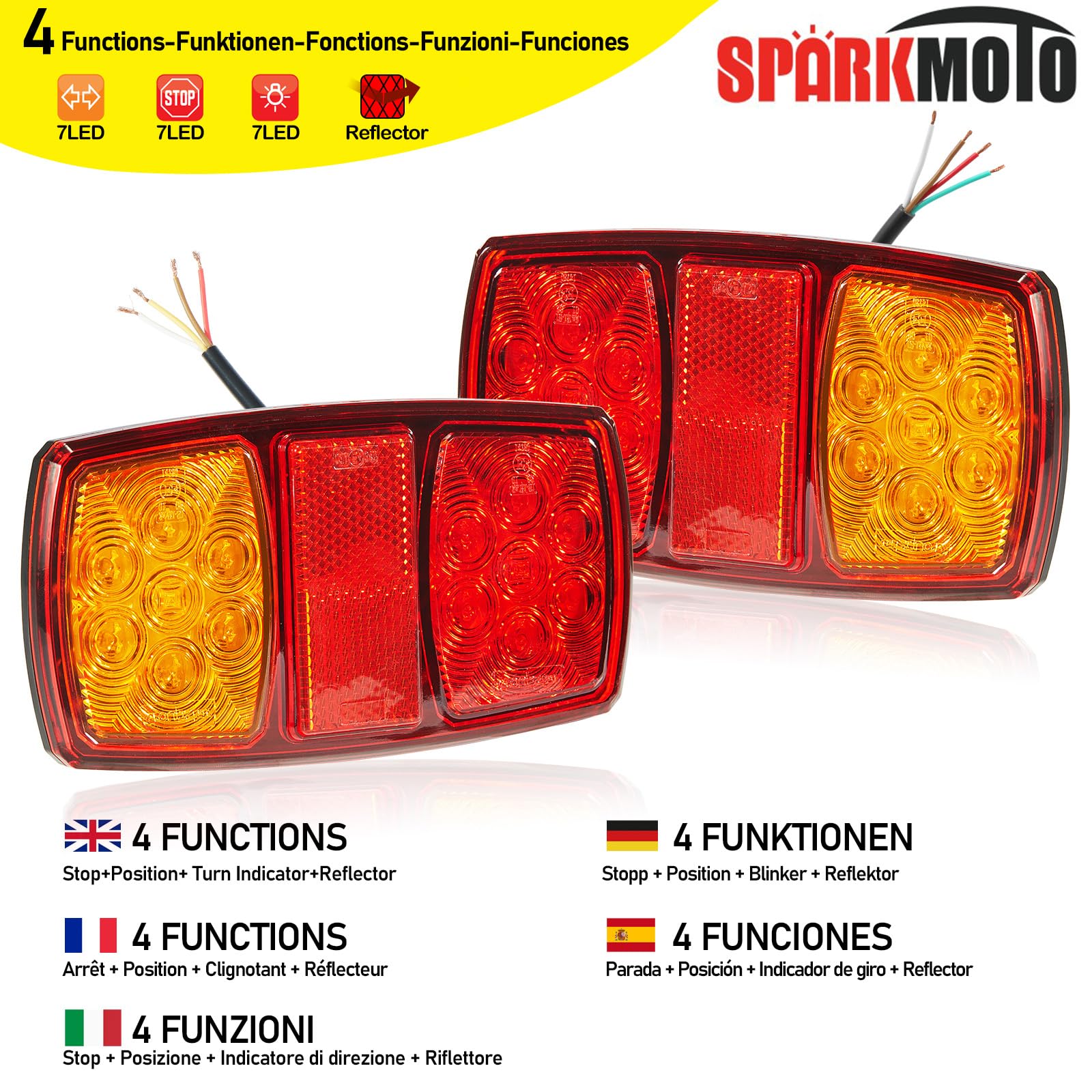 2 x LED Fanali Posteriori Rimorchio impermeabile,12V fari led rimorchio agricolo,fanale posteriori trattore,IP67 impermeabile,ECE Omologazione