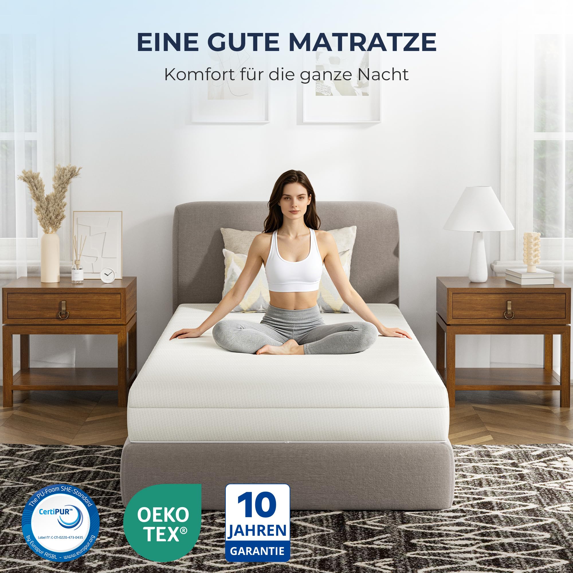 Matratze 90x200 Mittelfest 12cm - Ergonomische 7-Zonen Hochwertige Kaltschaummatratze mit waschbarem Bezug, Atmungsaktiv Schaumstoffmatratze Rollmatratze, Öko-Tex Zertifiziert