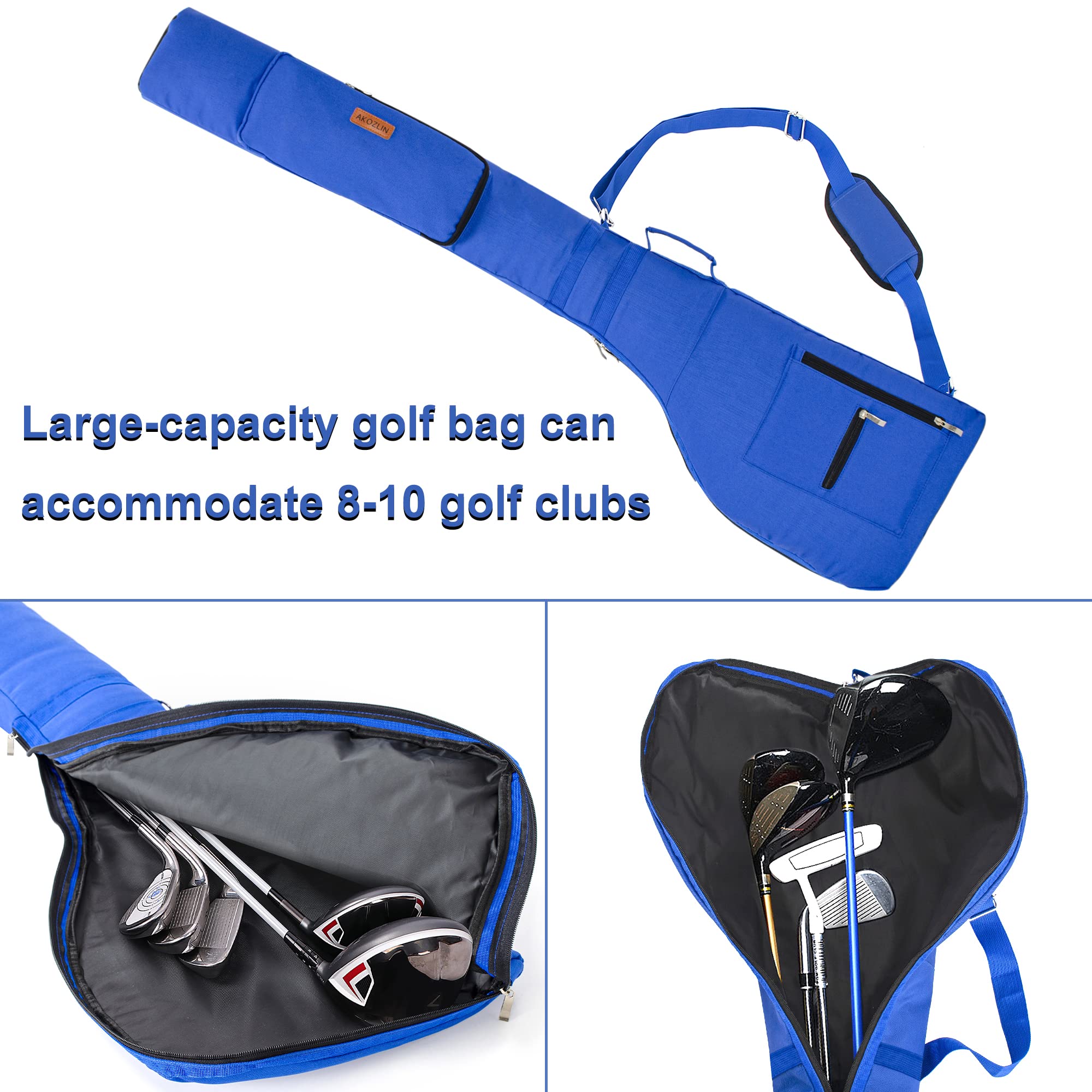 AKOZLIN Golf Carry Bag 8-10 Golf Clubs Lightweight Foldable Travel