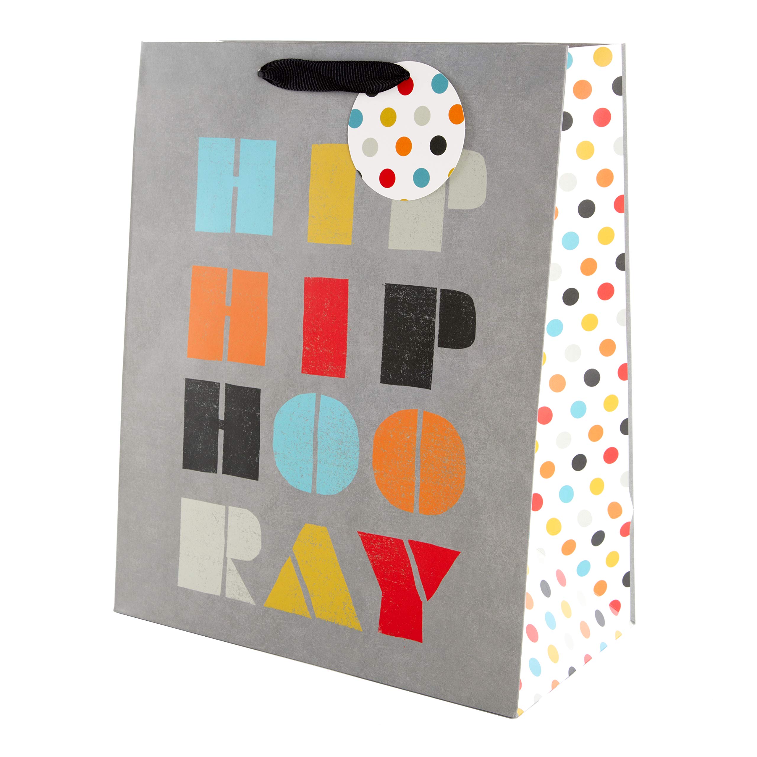 Multi-Occasion Large Gift Bag - Grey & Polka-Dot Design