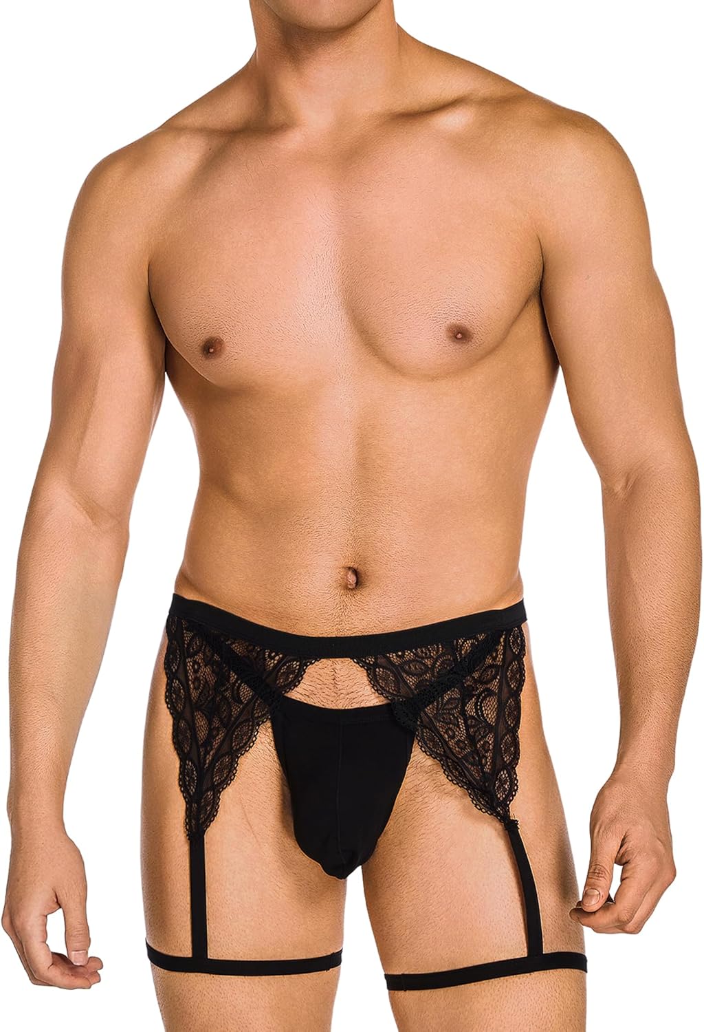 ABAFIP Men's Lace Garter Panties Underwear Low Waist Jockstrap Crossdressing Lingerie Underpants - Image 3