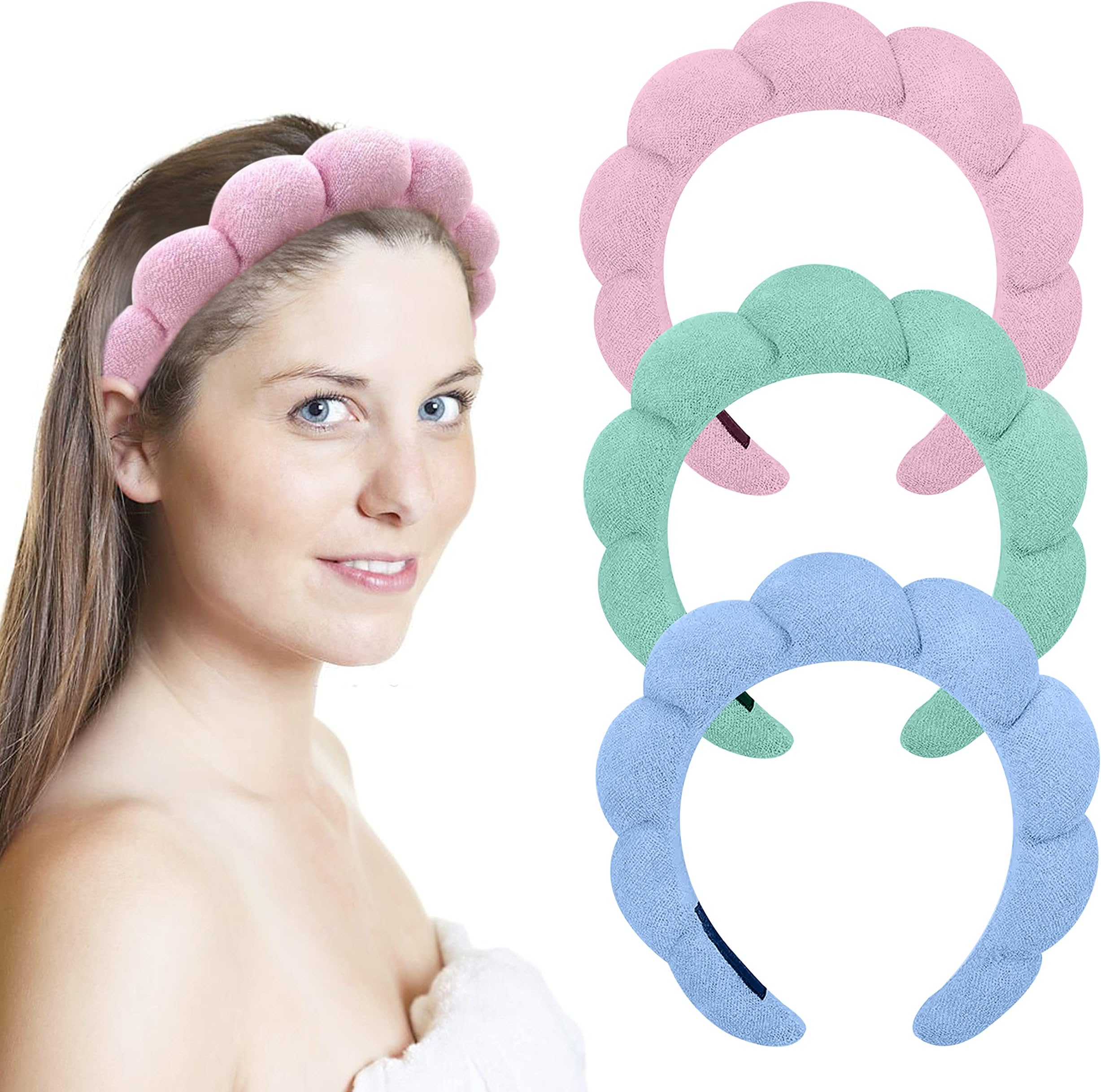 LAFOLIE 3 Pack Spa Headband UltraSoft Terry Towel