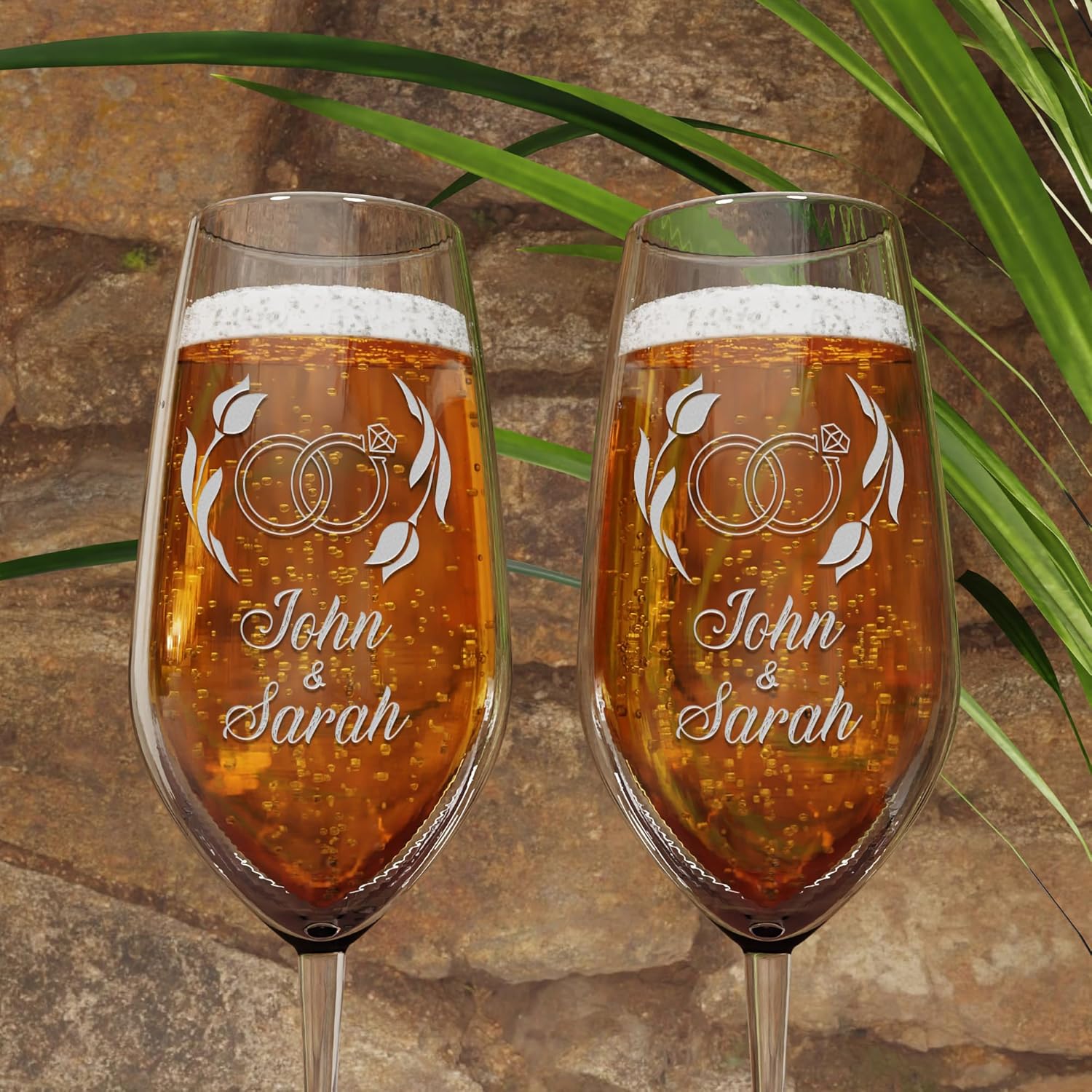 Personalized Champagne Flutes - Set of 2 - Custom Wedding Glasses - Bride & Groom Wedding Gifts for Mr & Mrs - Engagement, Bridal Shower, Anniversary, Gift for Couple - Valentines Day Gift - 6 Designs - Image 5