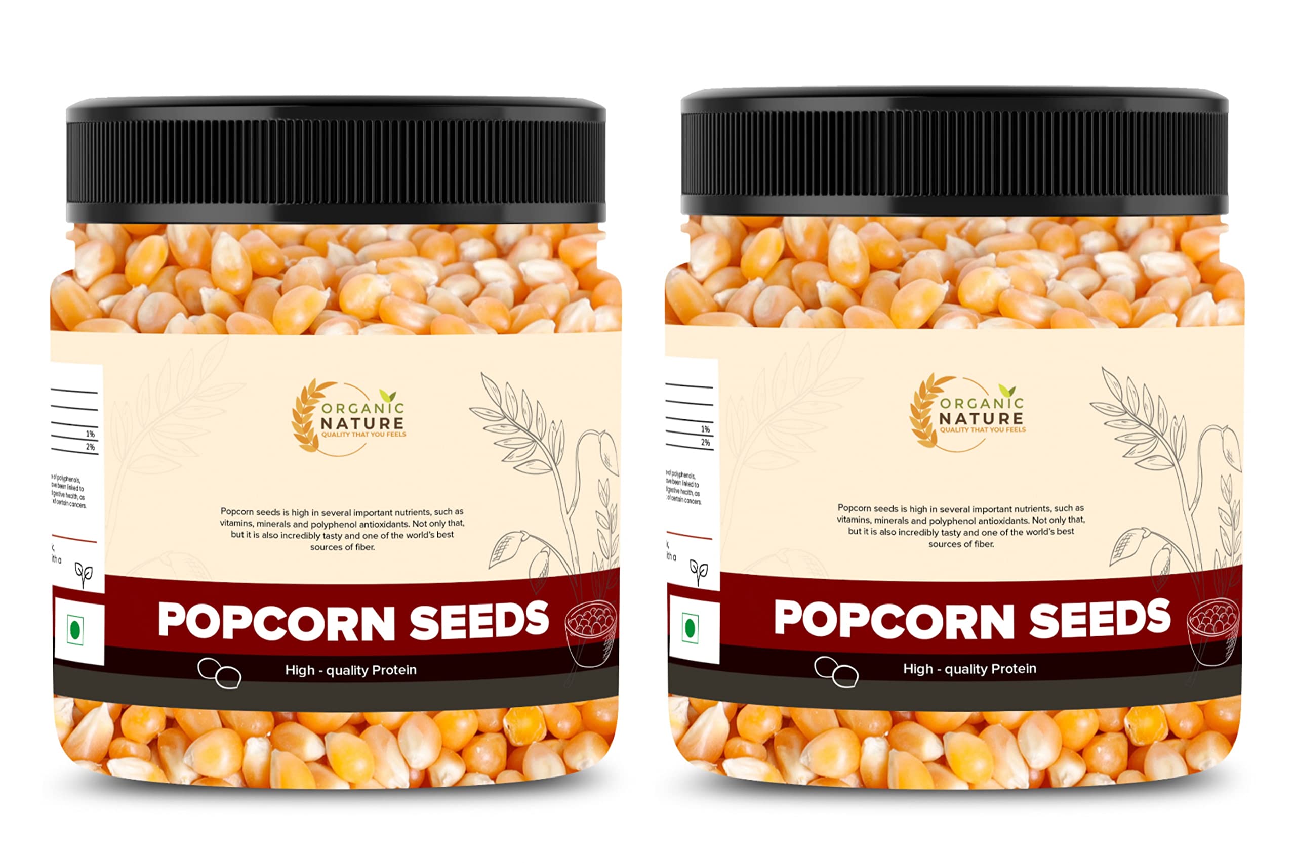 Organic Nature Combo Pack of Popcorn Kernels Seeds 250 gm Each Total 500 gm |Popping Kernels Unpoped Kernels Seeds Ready to Cook| Homemade-Healthy Snack Extra Soft Popcorn Makka| Makai [Jar Pack]-image-7
