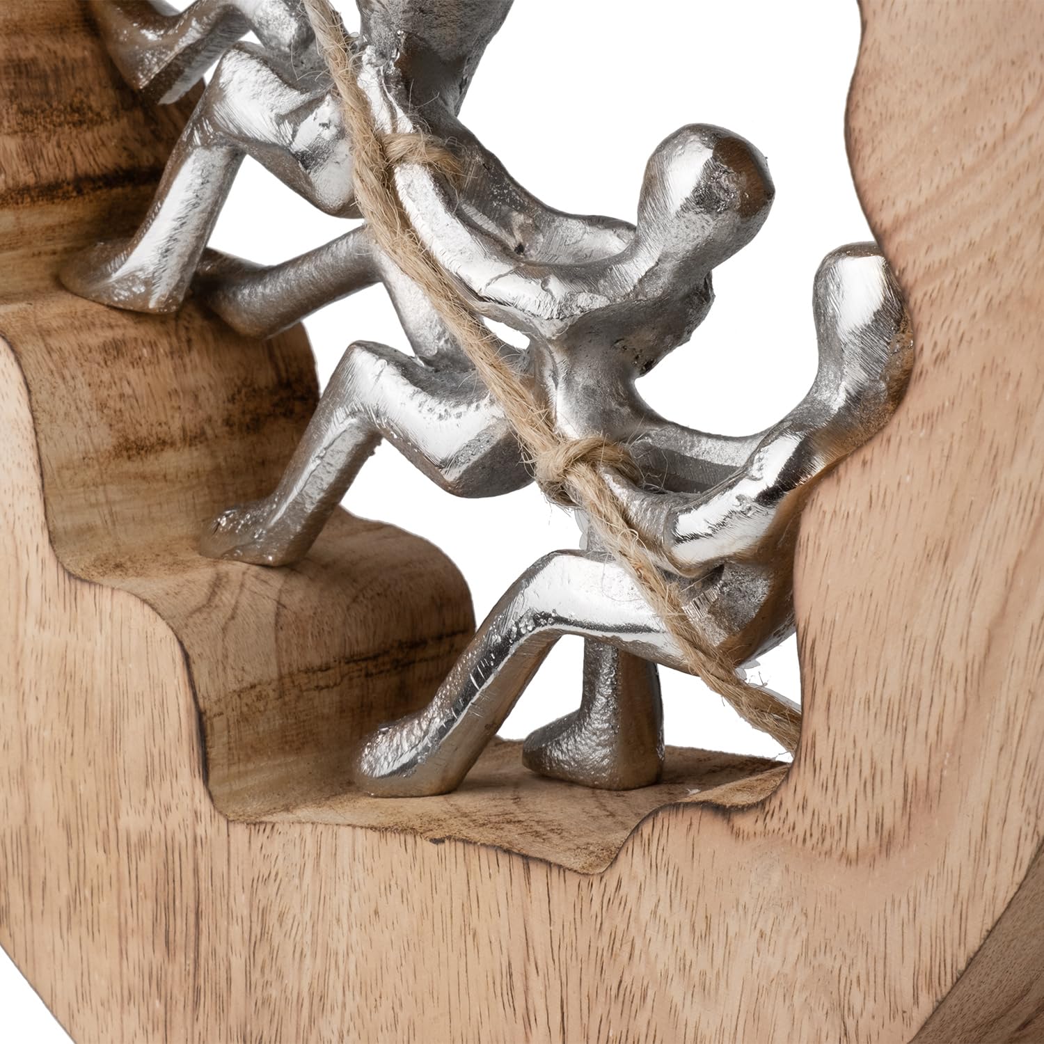 Moritz Skulptur One Rope Teamwork 24 cm Mangoholz Aluminium – Dekofigur | Handgefertigtes Unikat aus Holz und Metall, Symbol für Zusammenhalt, für Kollegen, Team und Chefin