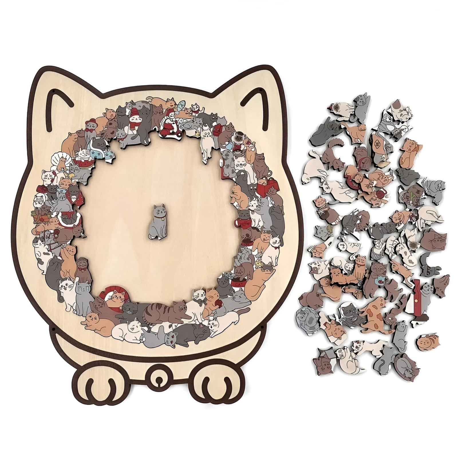 Amazon | [lalarimi]ジグソーパズル 猫 パズル 135ピース 猫型木製