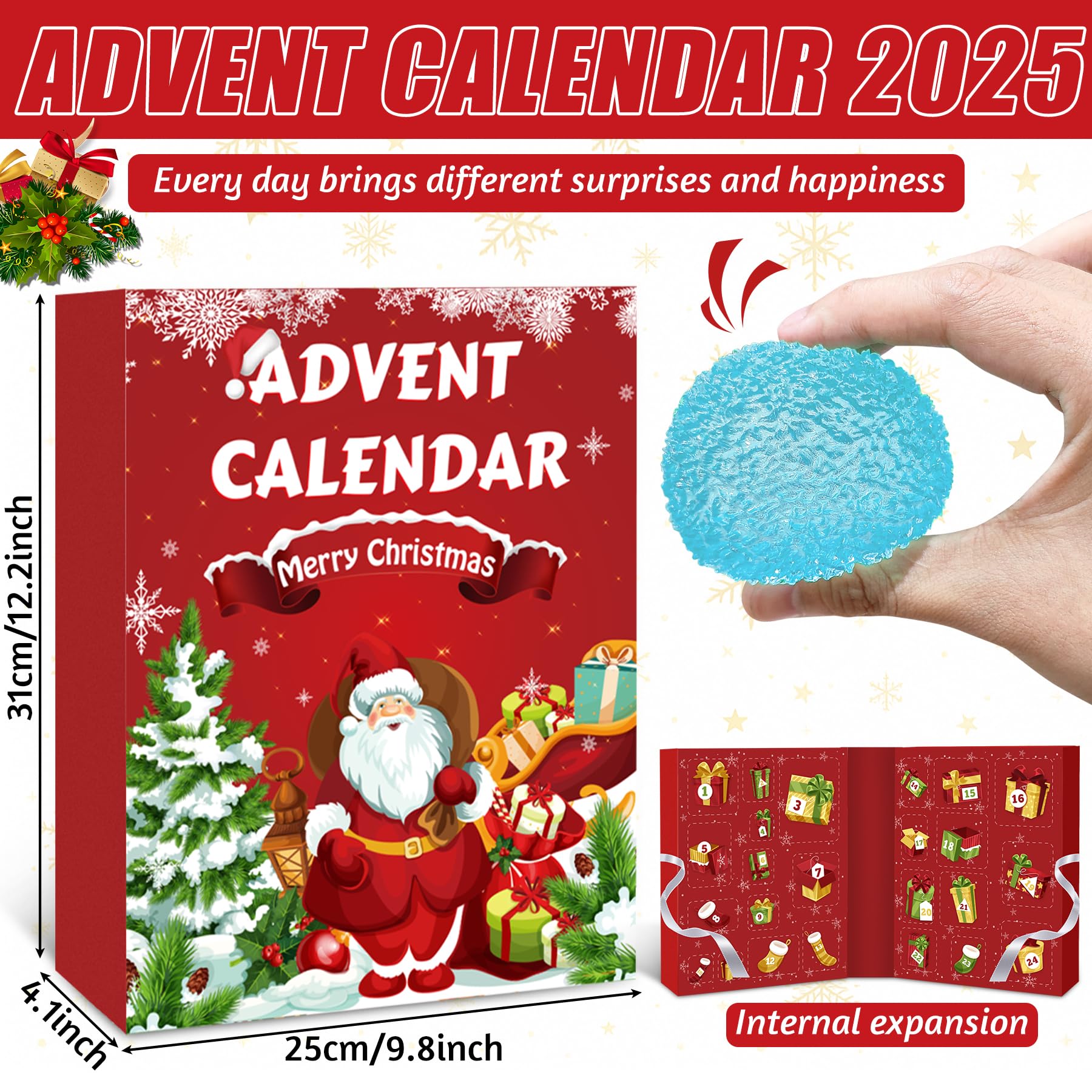 Adventskalender 2025, Fidget Toy Weihnachts Countdown Kalender, Fidget Advent Calendar mit 24 Pcs Überraschungen Party Von Sensorik Toys für Kinder, Taba Weihnachtsfeier Geschenke