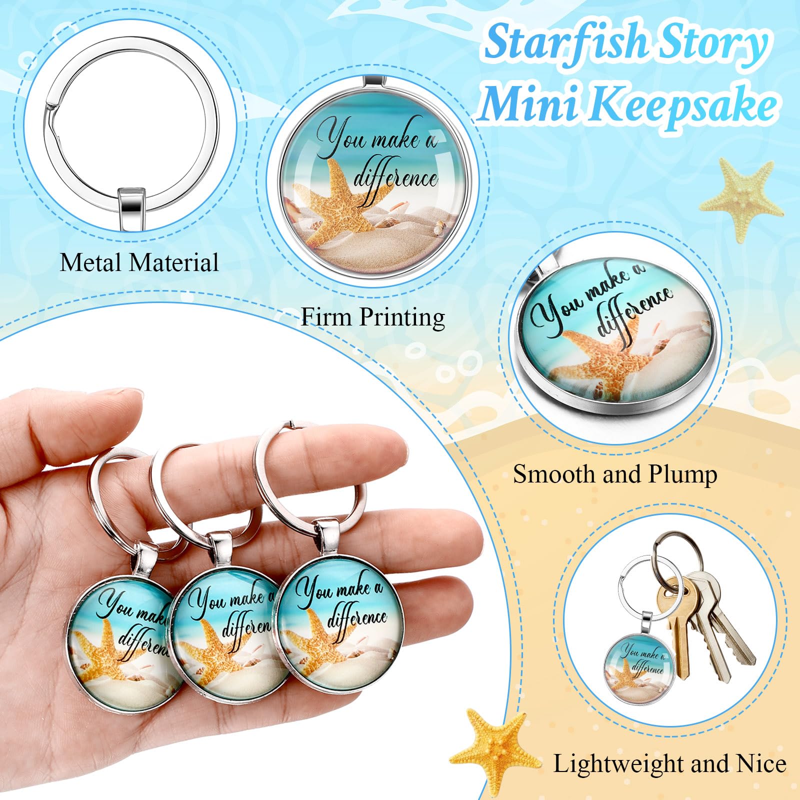 Sayglossy Portachiavi con scritta "You Make a Difference" con biglietto motivazionale per insegnanti, ufficio, colleghi, infermieri (40 set)