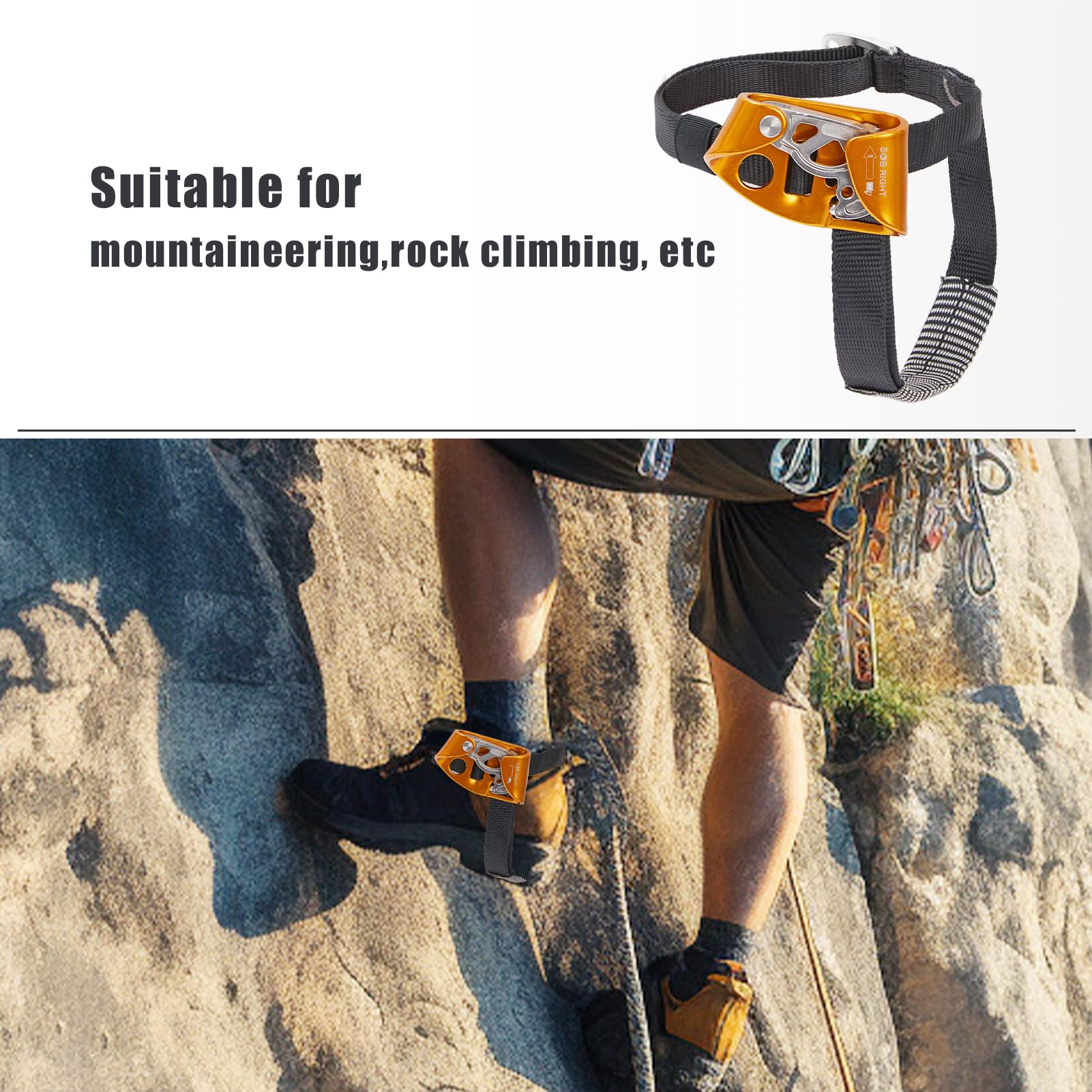 SOB Fußsteigklemme Aufstiegsgerät, Steigklemme Klettern Fußlift Rechts/Links für Bergsteigen, Klettern, Feuerrettung oder technischer Schutz