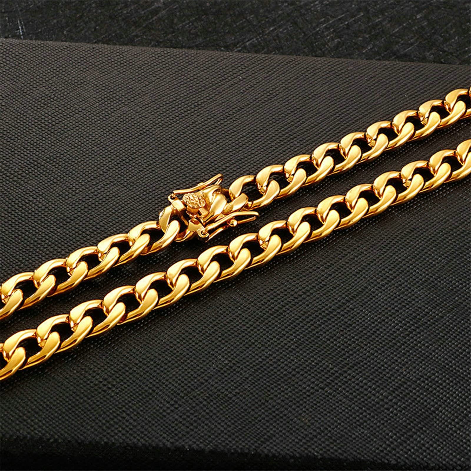 Naszyjnik Łańcuszek ze stali nierdzewnej, bez wisiorka, damski, 50 cm do 76 cm, hip hop, męski łańcuszek o szerokości 10 mm, srebrny, 10mm-60cm, No Gemstone