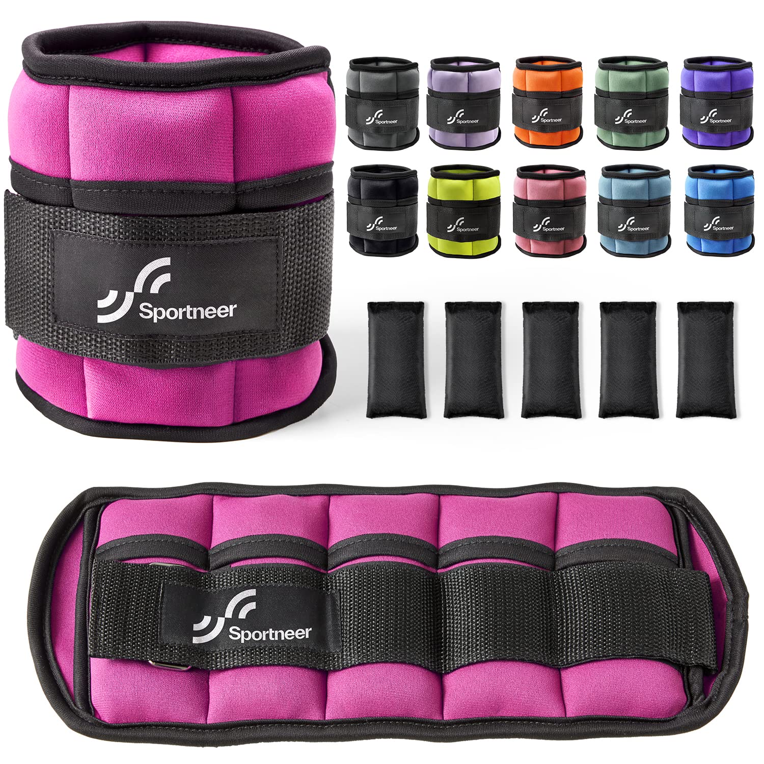 Sportneer Adjustable Ankle Weights Set 1 Pair 2 4 6 8 10 13Lbs Arm Wrist Leg Weight Straps for Women Men Kids, Weighted Ankle Weights Set for Gym, Fitness, Workout