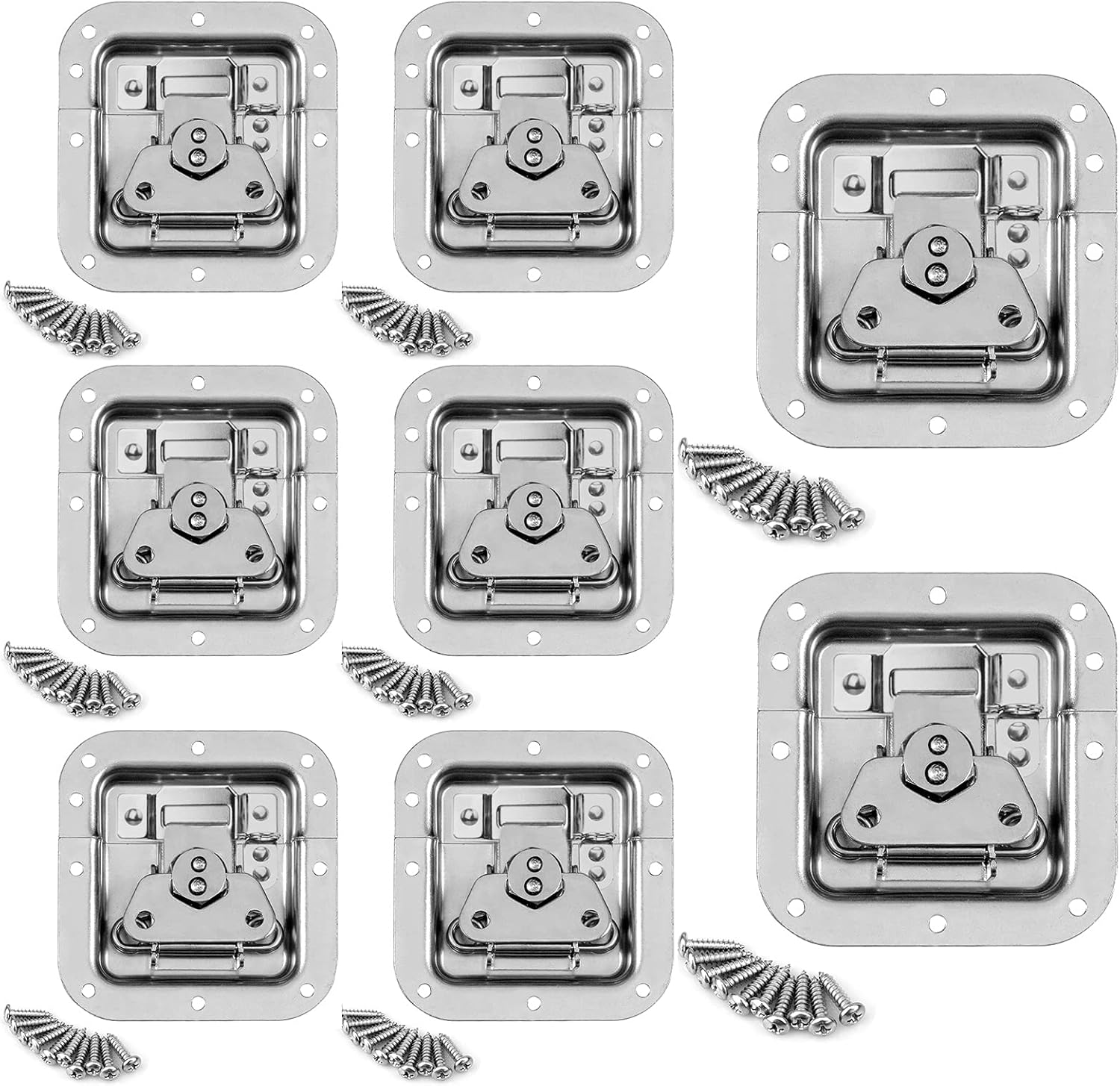 GBGS 8 Pack Recessed Road Case Latch,4" x 4-1/4",Spring Loaded Recessed Butterfly Twist Latch for Flight Case,PA DJ Rack Equipment