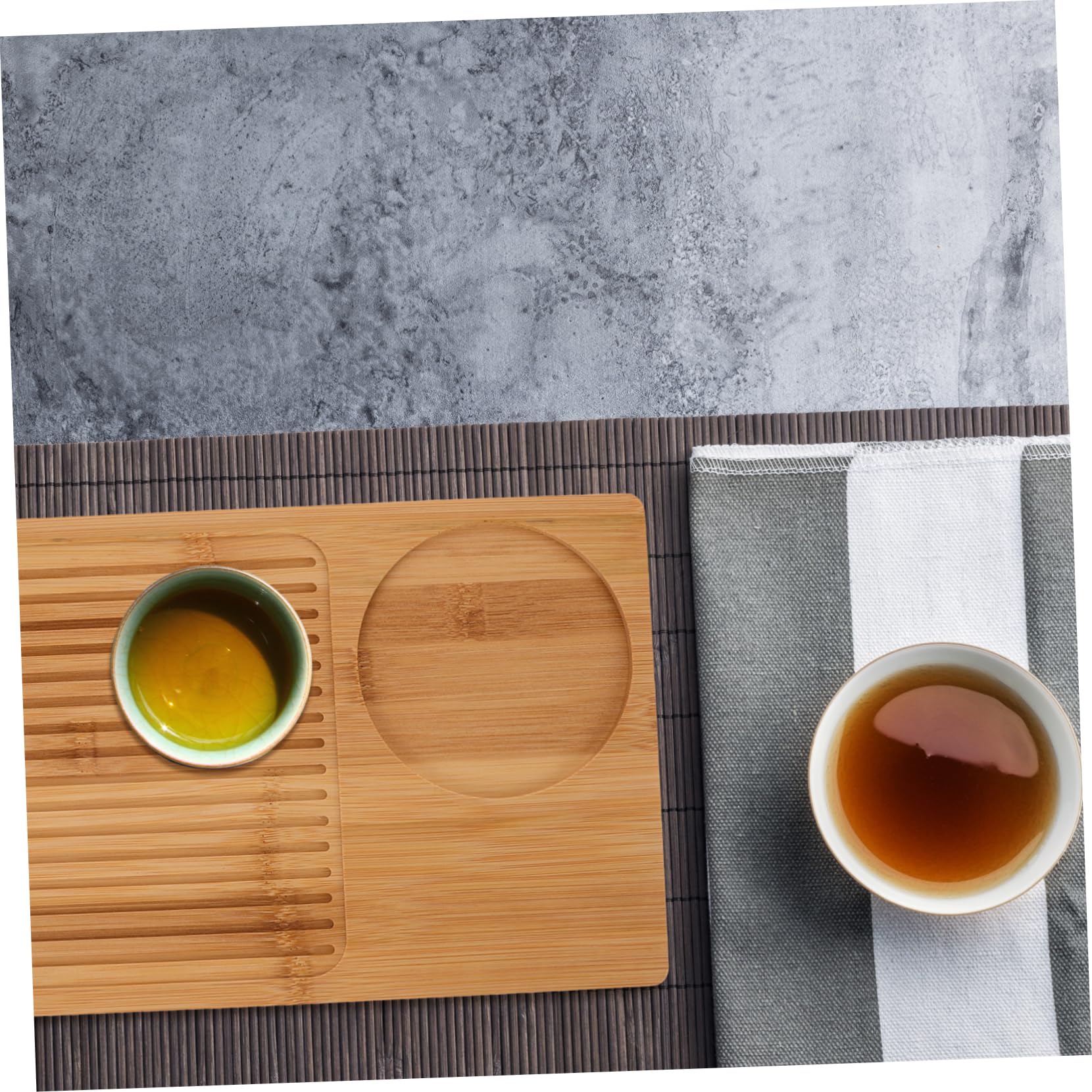 Bandeja Rectangular de Bambú Bandeja Decorativa para Servir Tazas de Té y Snacks Hogar