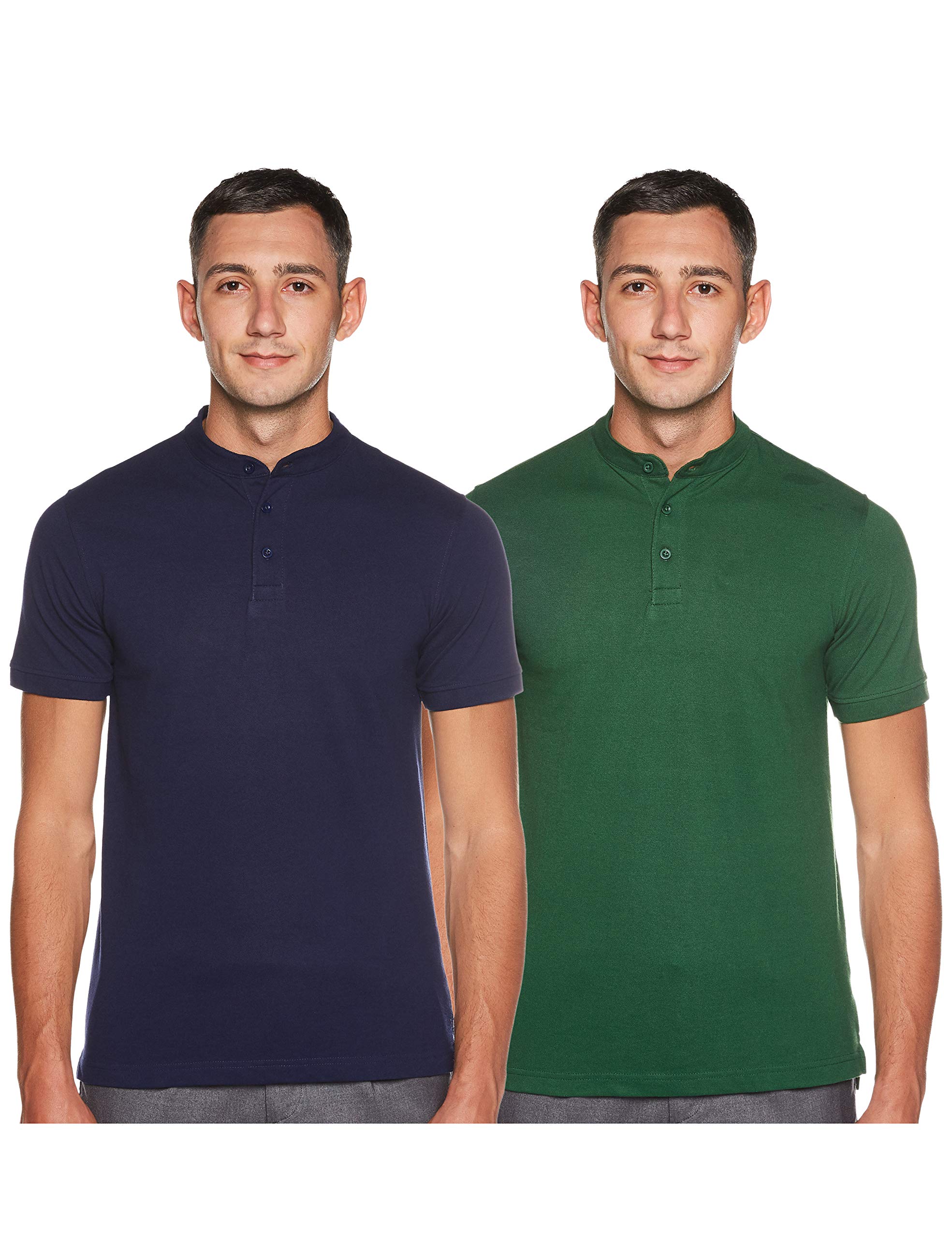 Amazon Brand - SymbolMen's Solid Henley Regular fit Polo (Pack of 2) (Henley-PO2)