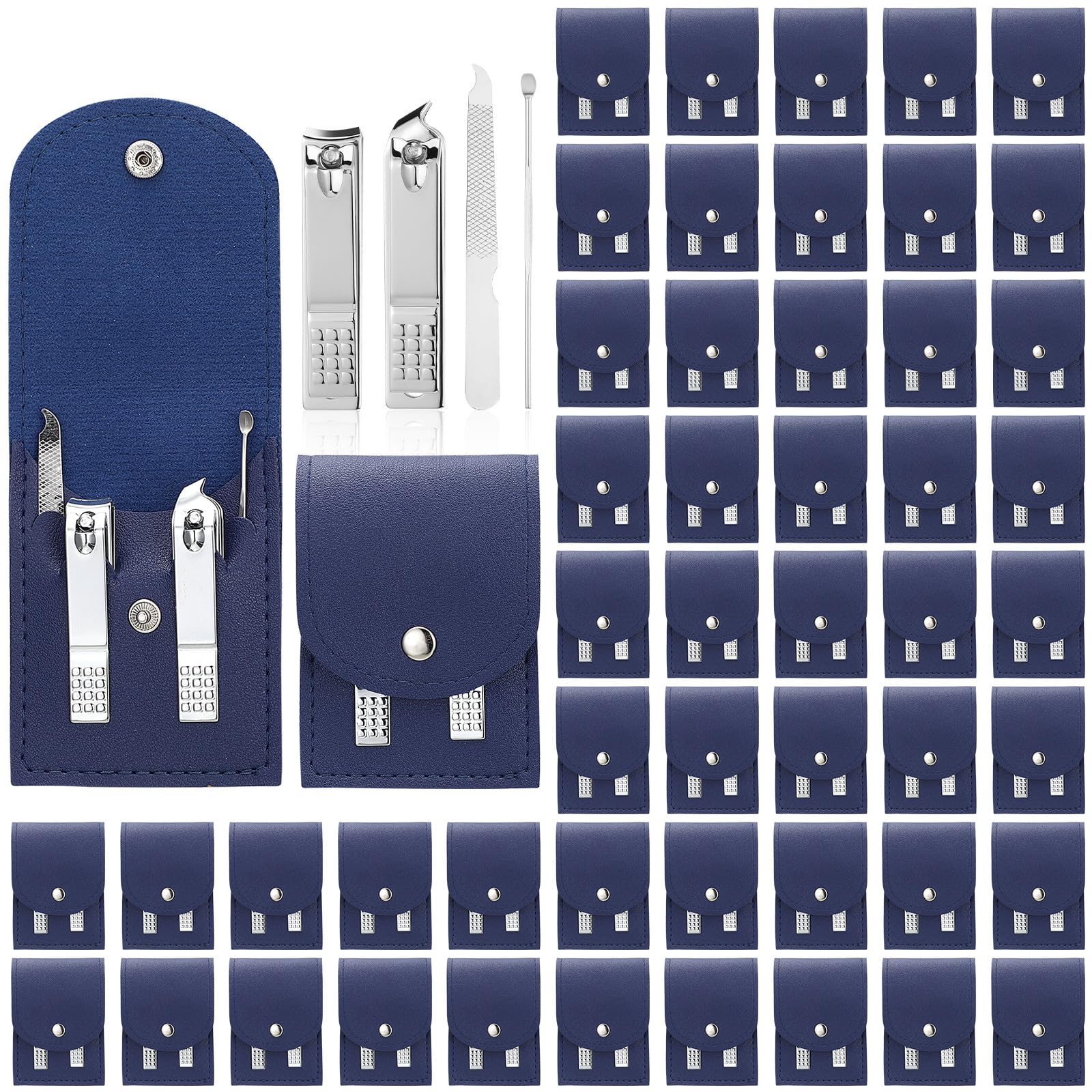 Geosar Juego de 50 piezas de manicura de viaje, cortaúñas, pedicura, herramientas profesionales para el cuidado de las uñas, de acero inoxidable, con estuche de viaje portátil, regalos para