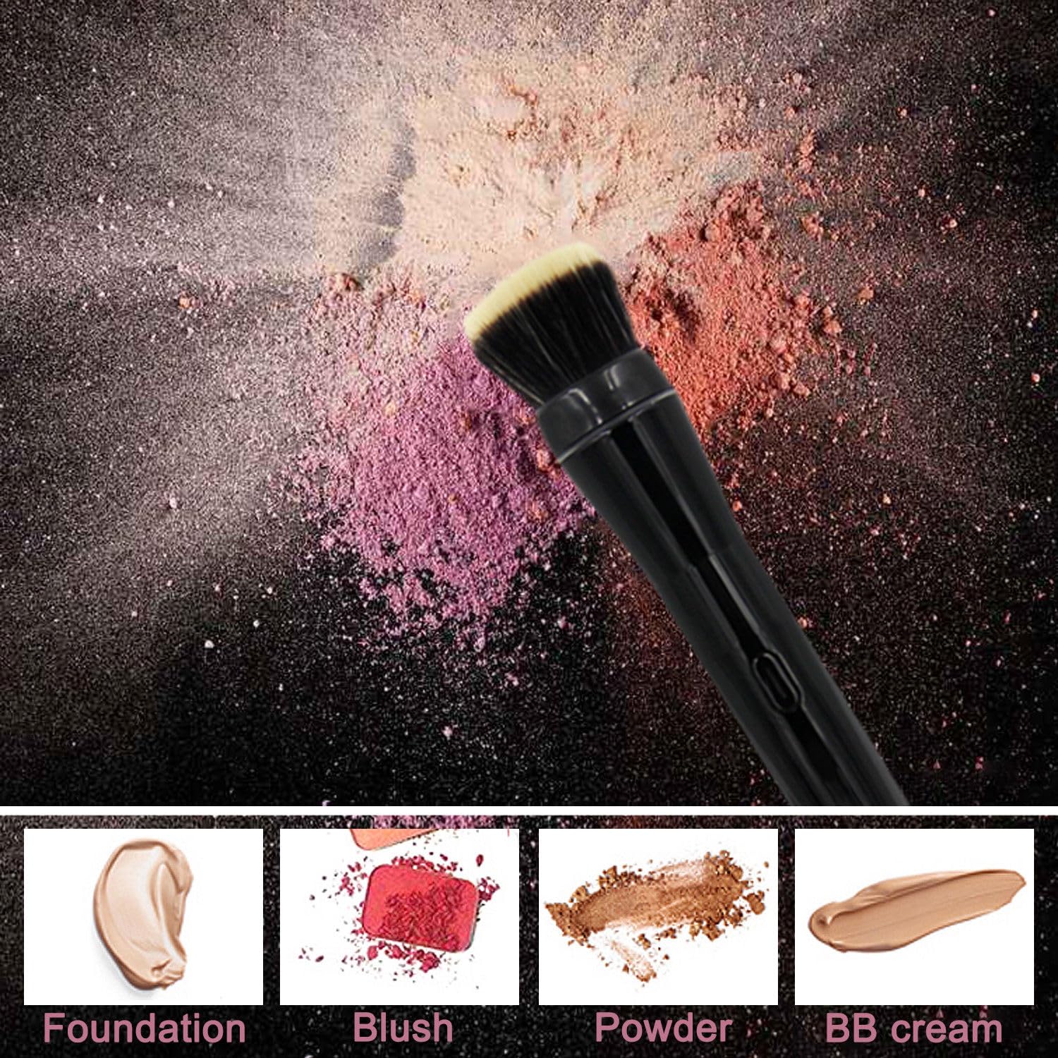 Electric Rotating Makeup Brush Professional Foundation and Concealer Applicator Black