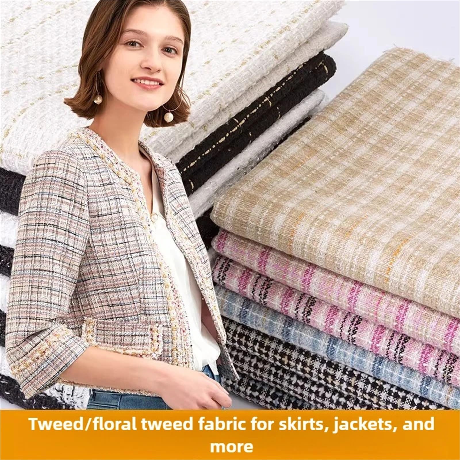 Tissu tweed traditionnel, Tissu Tweed Multicolore 1m x 1,5m(Color-19)