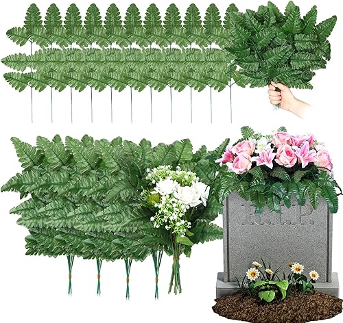 Yunlly 100 piezas de hojas de helecho verde de seda artificial, tallos de vegetación artificial, hojas de helecho artificiales, plantas de helecho