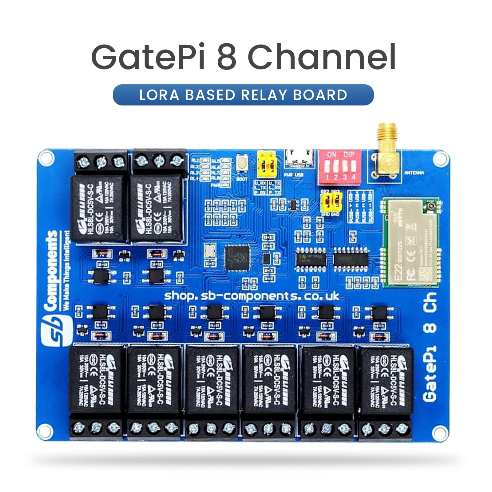 GatePi - Relè a 8 canali con modulo LoRa basato su modulo LoRa basato su Raspberry Pi 2040 Smart Data Transmission LoRa, trasmissione fino a 5 KM (433MHz)