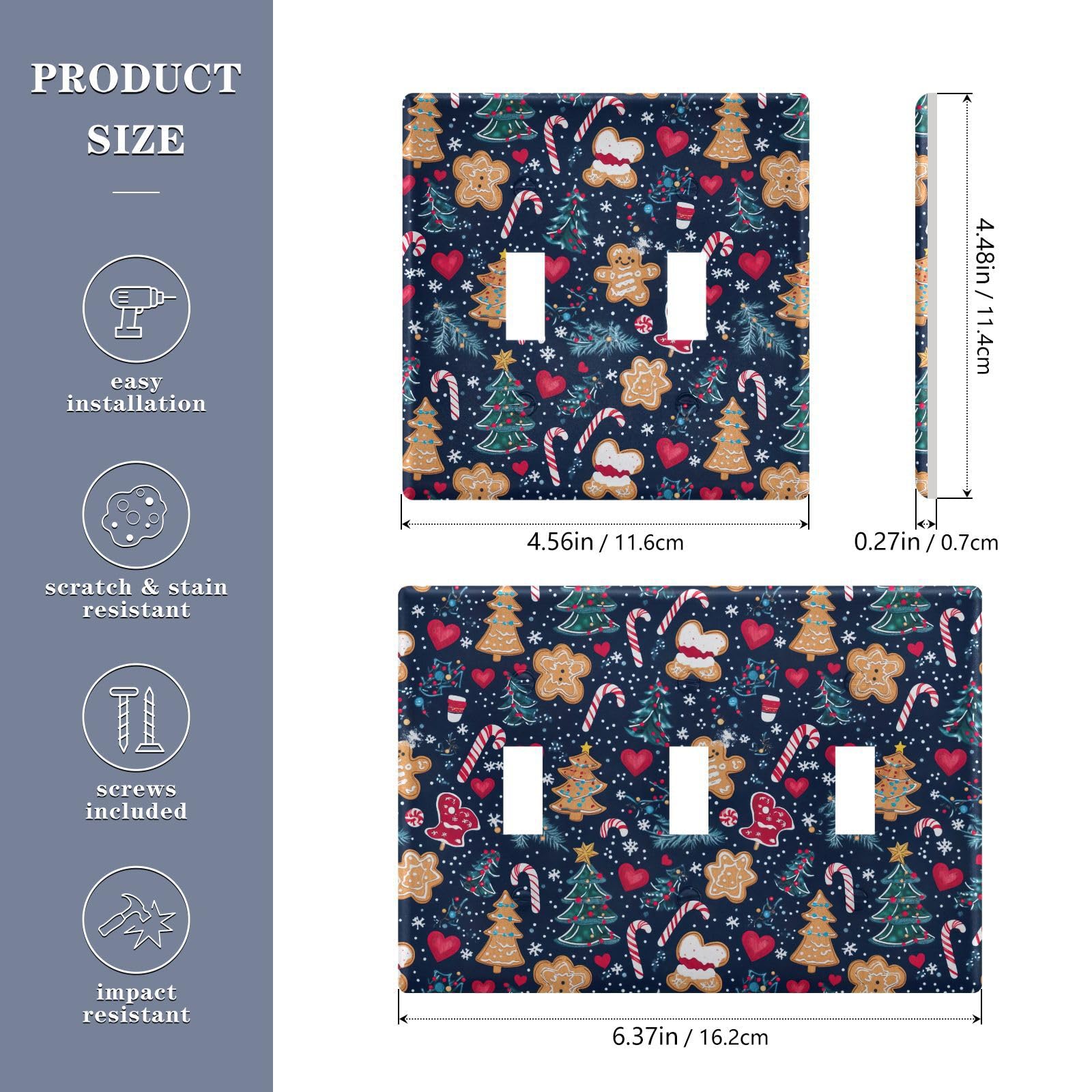 UMIRIKO Gingerbread Cookies Light Switch Cover Plate Covers Decorative Double Toggle Home Decor 202b7126