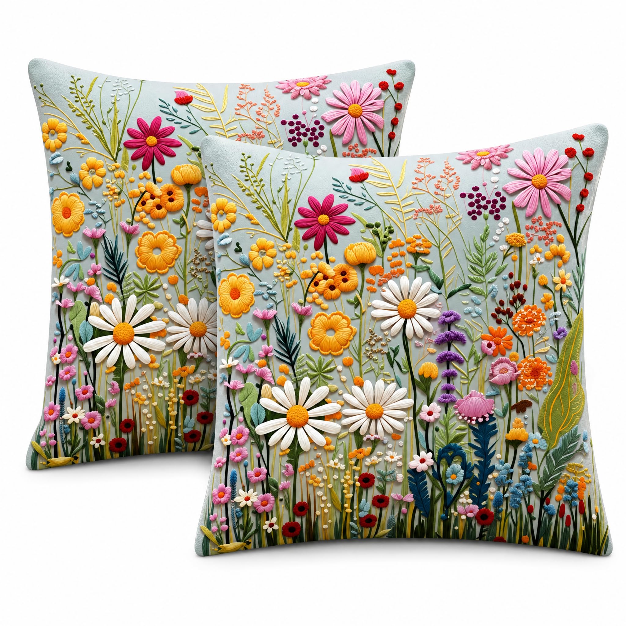 Cushion Cover 50 x 50 cm Short Fleece Subtle Floral Pattern for Cosy Home โ image 1