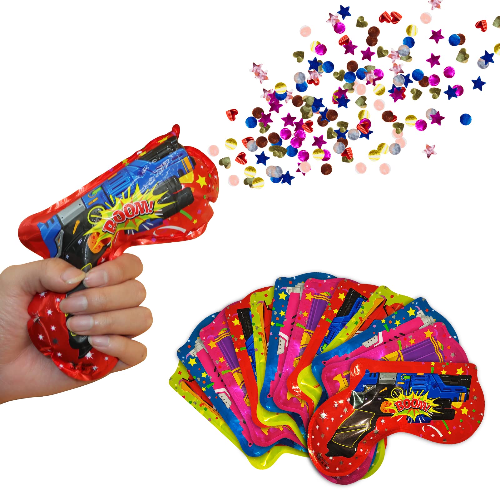 Inflatable Fireworks Popper, 24PCS Party Confetti Fireworks Hand-held Confetti, Supplies for Party Birthday Celebrations, Wedding Graduation