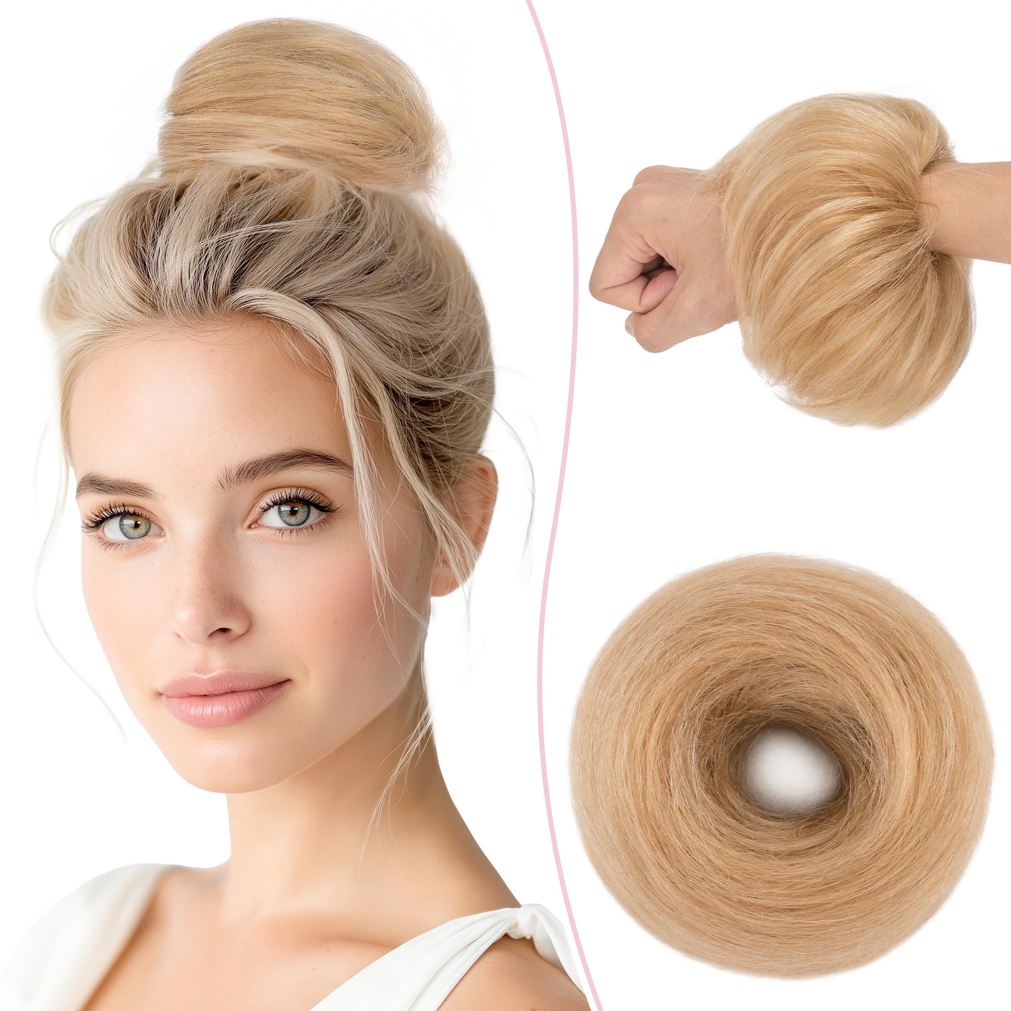 SEGO Pro Haarteil Mit Gummiband Echthaar Dutt Haarteil Echthaar Haargummi Mit Haaren Glatt Hair Messy Bun Hochsteckfrisuren Haarverlängerung für Damen Mädchen