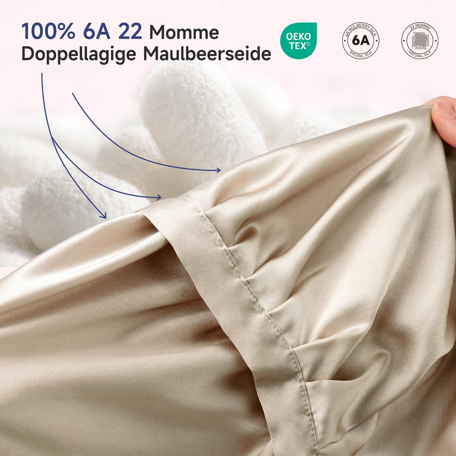 Kaome 22 momme, 100% jedwab morwowy, regulowana, dwustronna czapka nocna z jedwabiu, 6A, do kręconych i długich włosów, miękka i antypoślizgowa, oddychająca, z woreczkiem