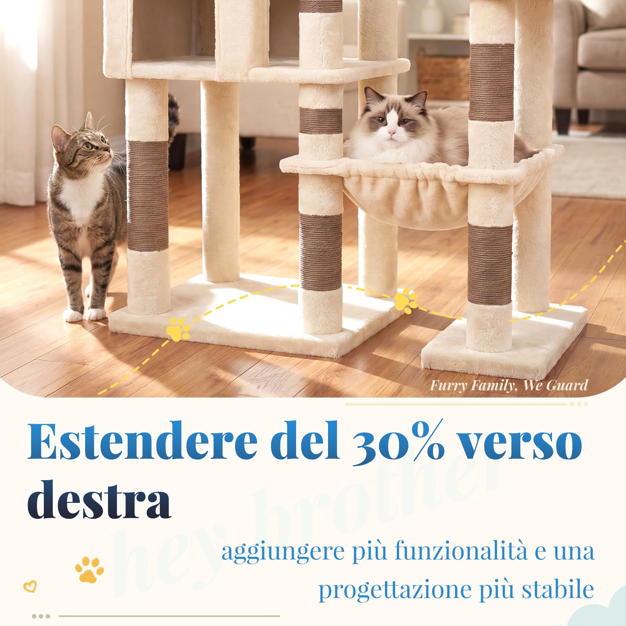 Hey-brother Tiragraffi per Gatti, Base allargata, con Cuccia, MPJ074MJ