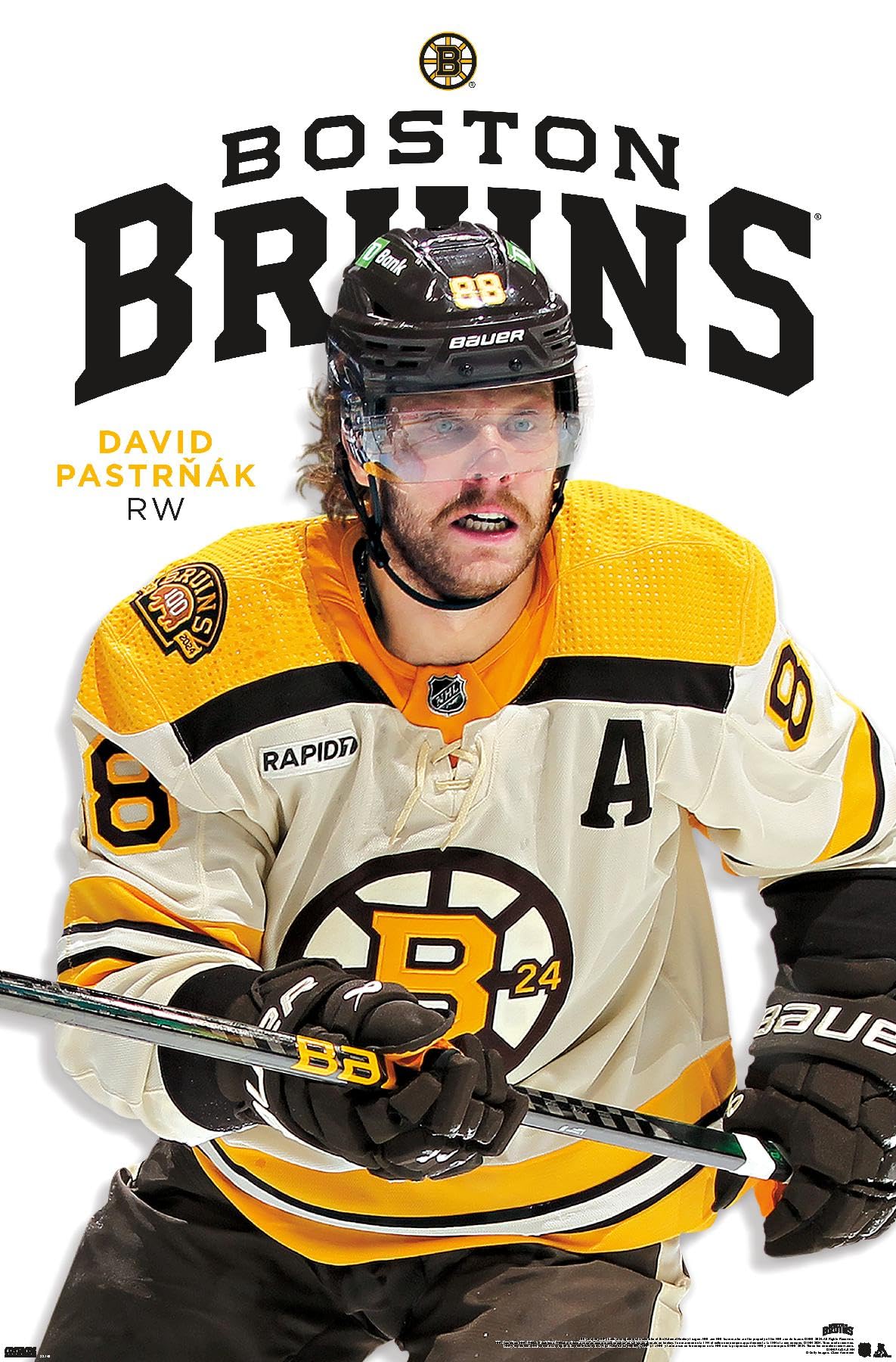 NHL Boston Bruins - David Pastrnák Feature Series 24 Wall Poster, 34L" x 22.4W", Unframed Version