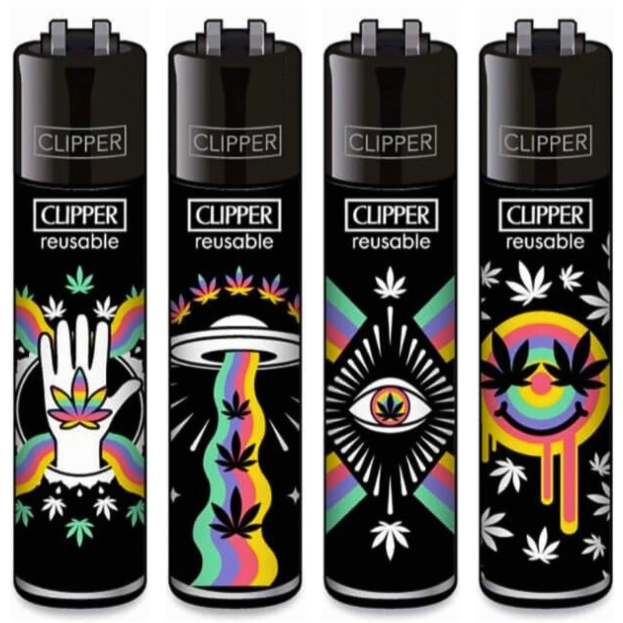 4 x Clipper Lighter Set Gas Refillable Windproof Lighters Standarad Size Replaceable Flint Rare Limited Edition (Planet Flowers 1) — view 31