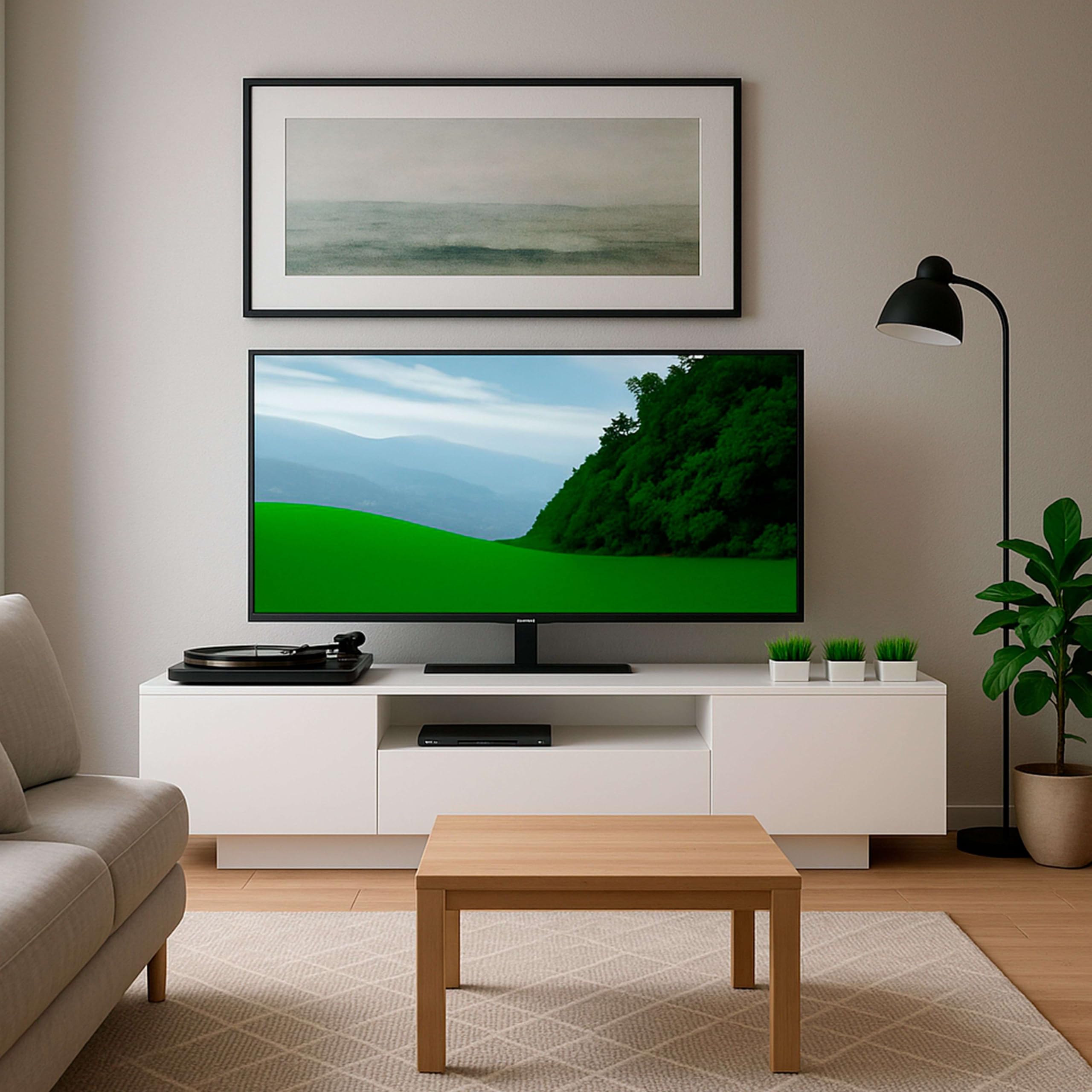 Miroytengo Mueble de TV Sami para Salón Estilo Contemporáneo en Color Blanco con 1 Cajón, 2 Puertas y 1 Hueco Abierto 200x41,6x37,3 cm