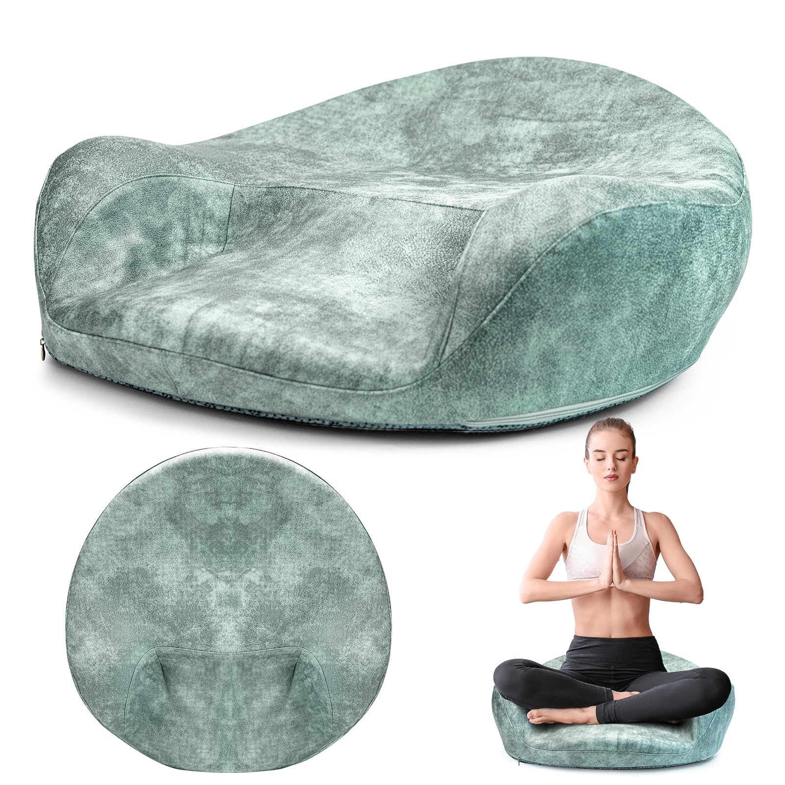 LTHTRADE Meditation Cushion - Meditation Floor Pillow with Washable Cover for Adults Sitting, Reading, Yoga - Memory Foam Material, Ergonomic Design, 23.6 Inch