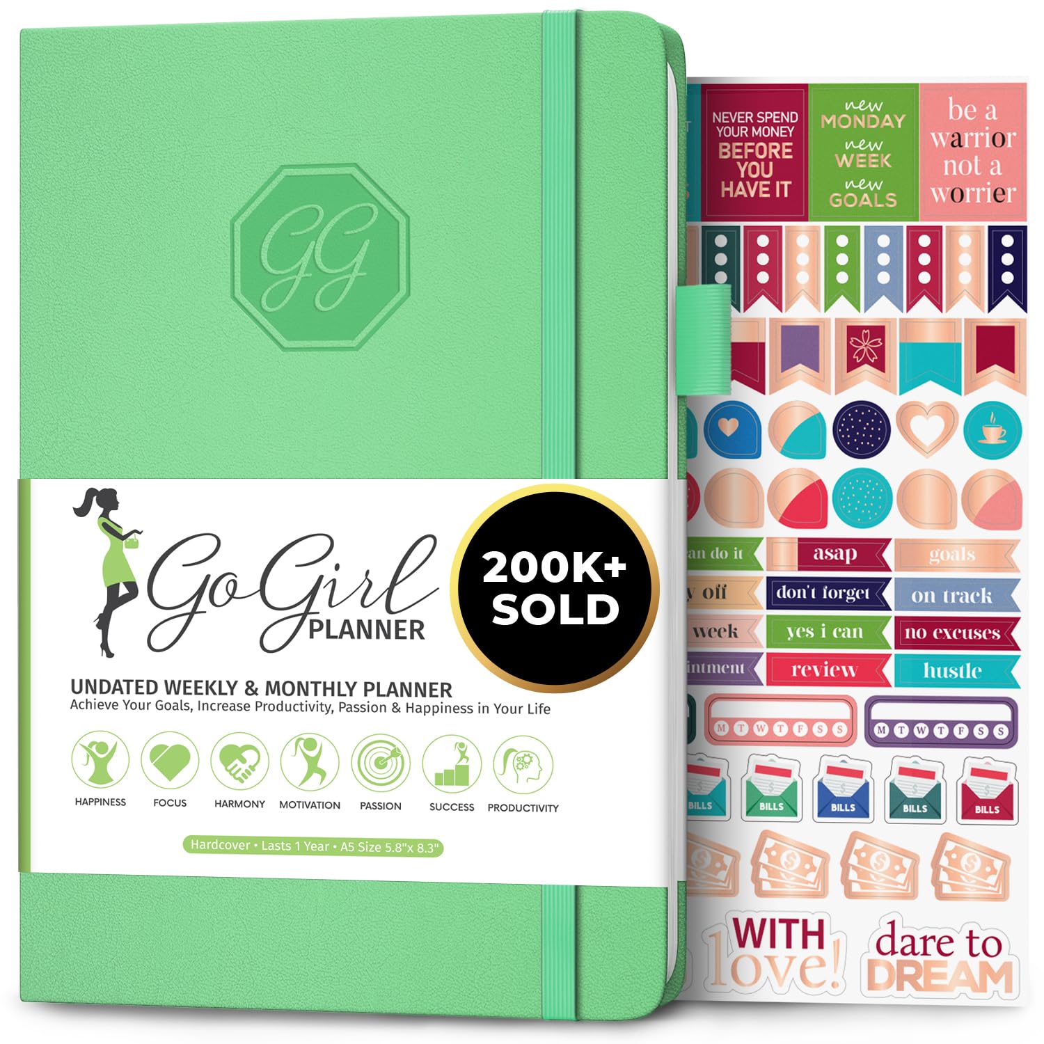 GoGirl Planner and Organizer for Women – A5 Size Weekly Planner, Goals Journal & Agenda to Improve Time Management, Productivity & Live Happier.
