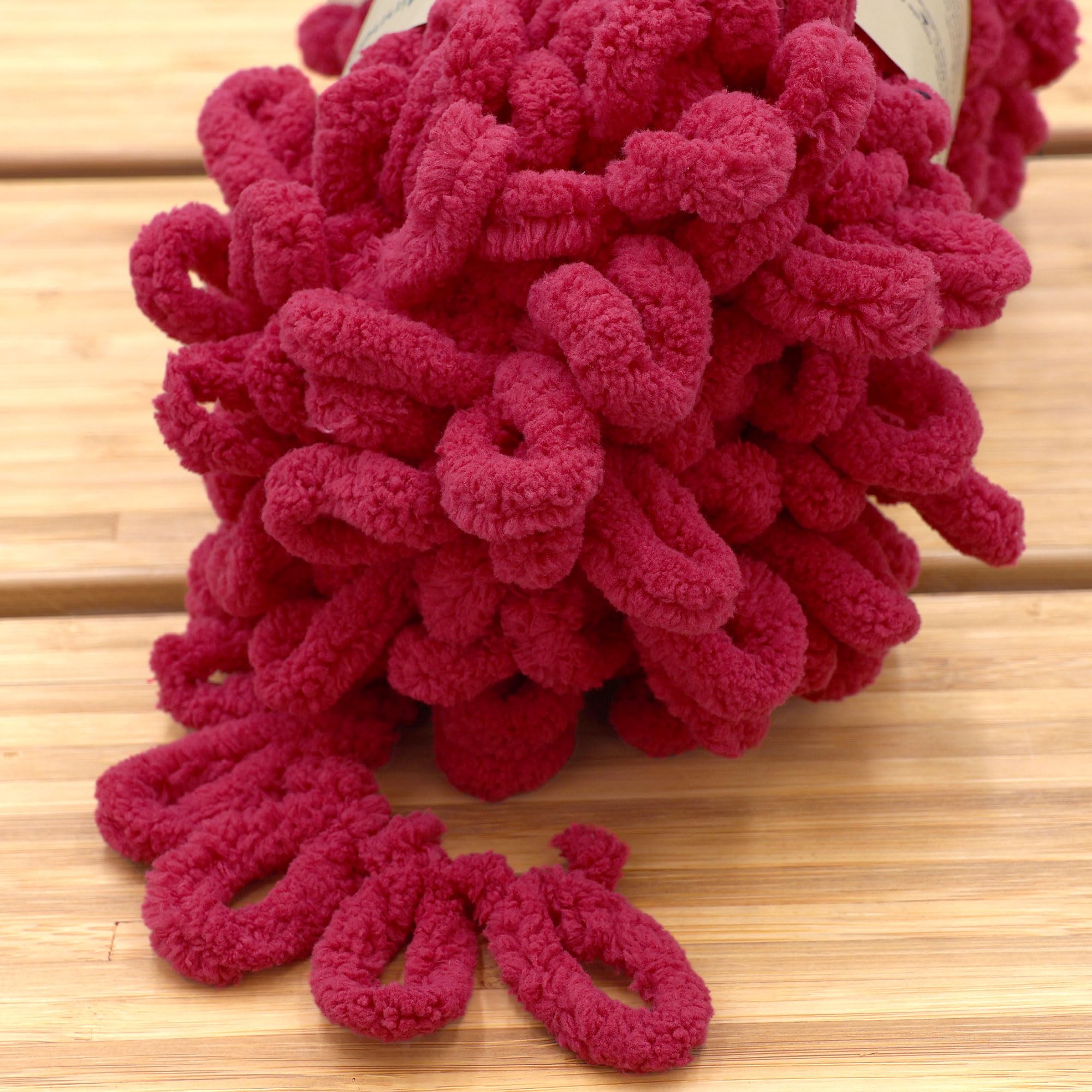 JubileeYarn Fun Finger Loops Yarn - Polyester Jumbo Weight Loop Yarn - 100g/Skein - Sangre - 5 Skeins, 042 Sangre - Image 3
