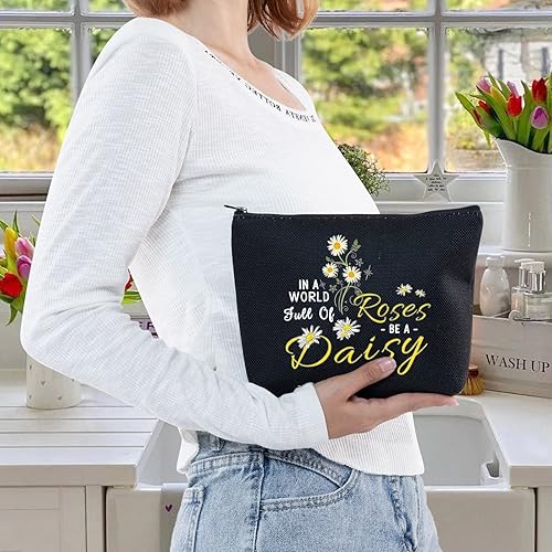 Miniatura 6 de LEVLO Bolsa de cosméticos con diseño de margaritas regalo para amantes de las margaritas regalo en un mundo lleno de rosas Be A Margarita bolsa de