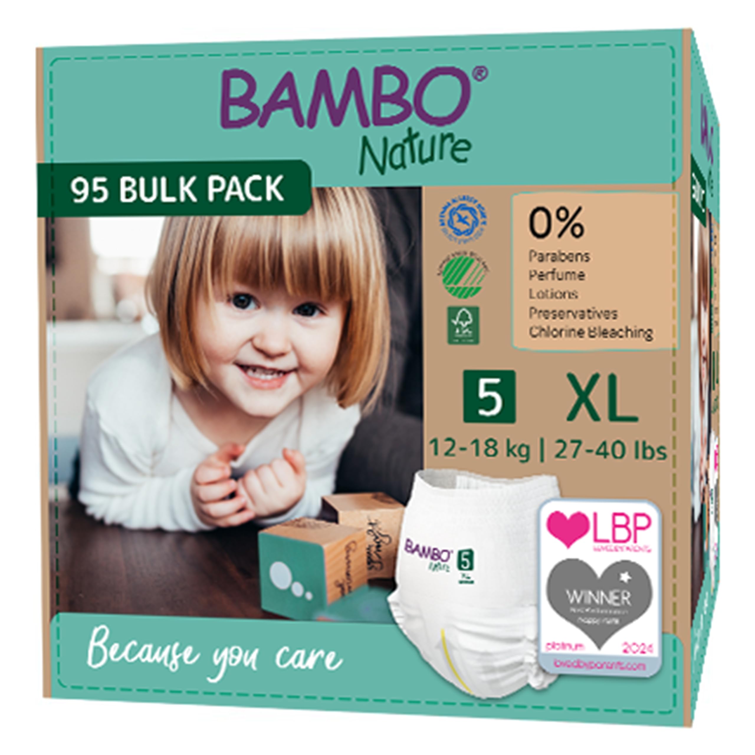 Bambo Nature Pantalon d'Entraînement Lot de 5 paquets de 19 couches Taille 5 (12 à 18kg)