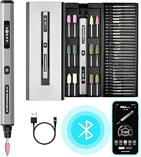 AM ARROWMAX Smart Engraving Pen, HollowCup Motor, 42 Bits with Aluminum Case, OLED, Magnetic Charge, Mini Electric Engraving Tool for Metal, Wood, Glass and Plastic (SGS PRO)