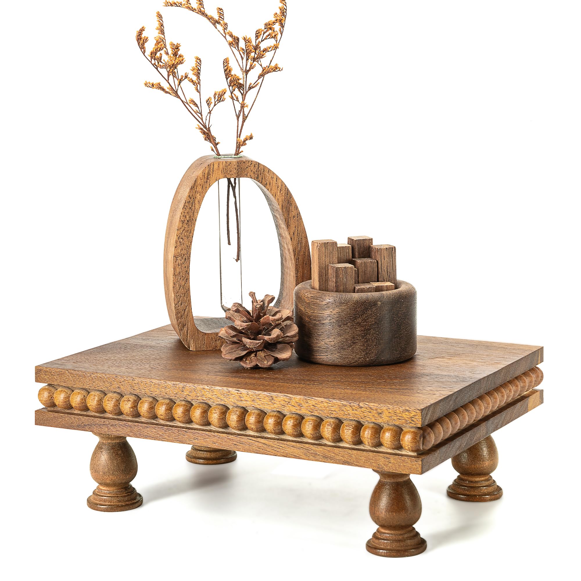 EOSAHR Acacia Wood Riser: Pedestal Stand for Bathroom Decor, Brown