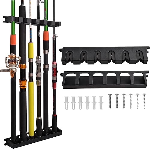 FUSIGO Soportes verticales para caña de pescar para pared, soporte horizontal para caña de pescar para montaje en pared, soporte para caña de pescar