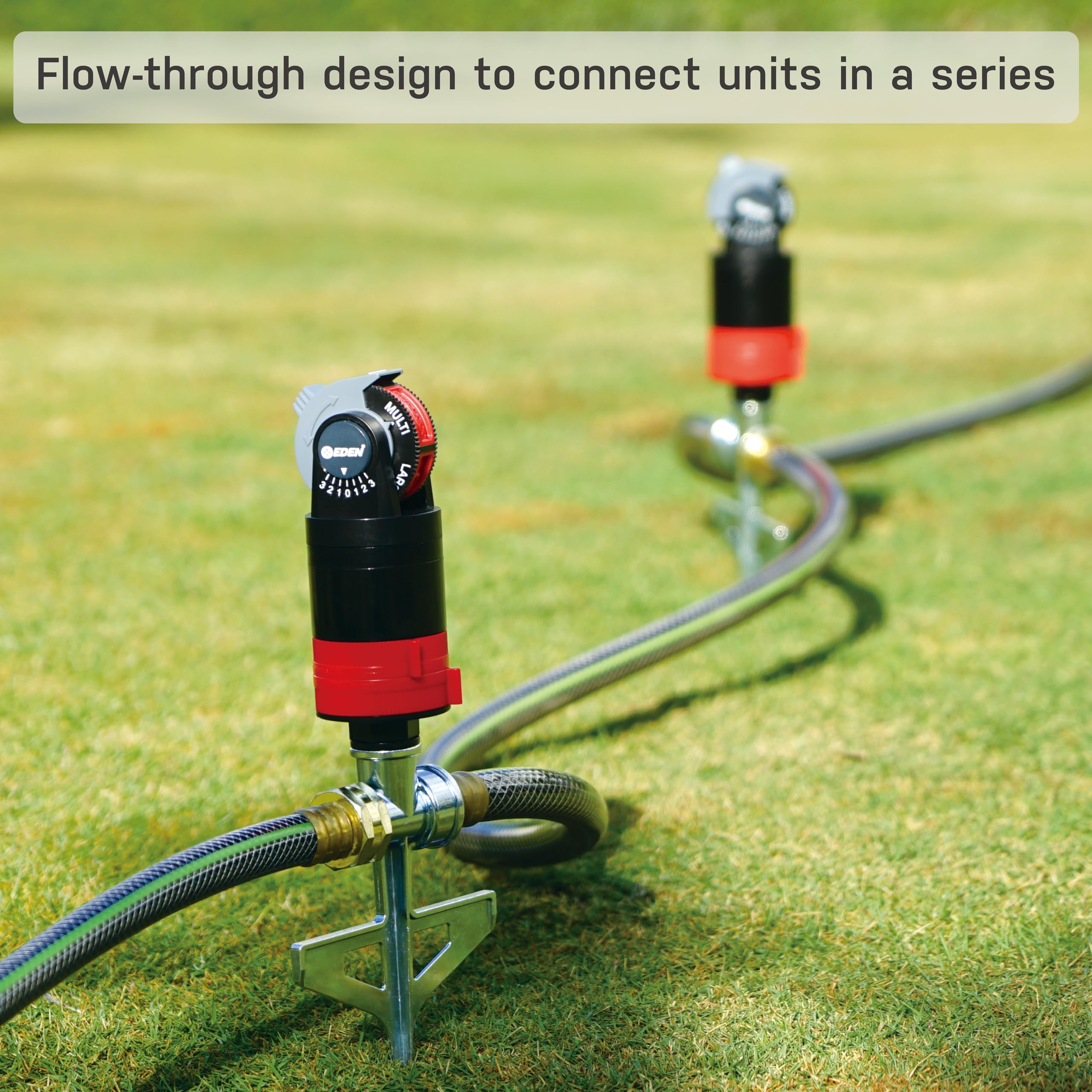 Eden 94143 Multi-Pattern Sprinkler Plus Sistema di nebulizzazione con set di spruzzo in metallo; trasmissione a ingranaggi, resistente, sistema di irrigazione per giardinaggio, giardino e prati, 5