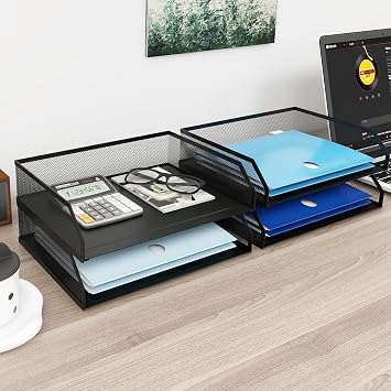 PUNCIA 4 Tiers Widthways Office A4 Paper Storage Organizer Letter Tray
