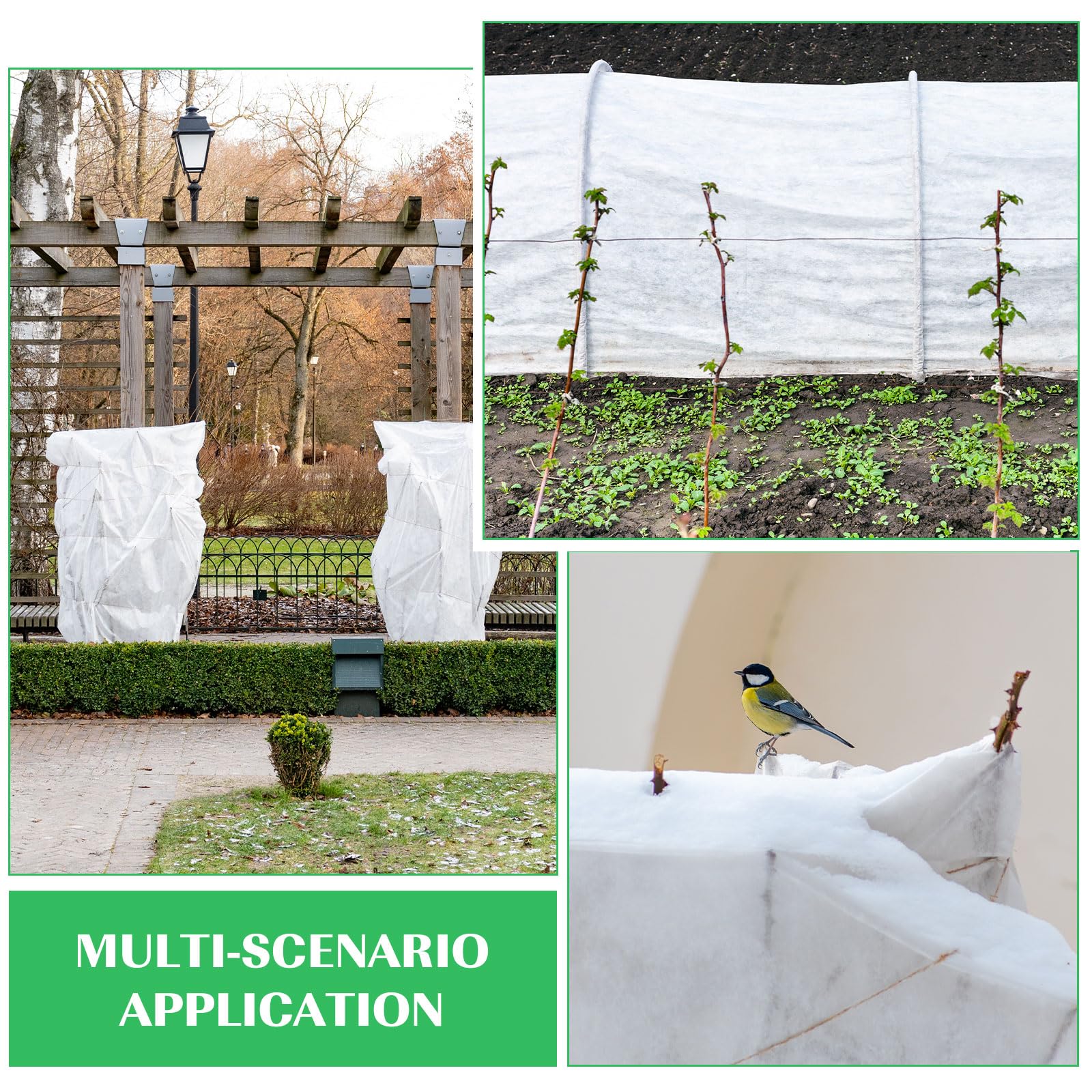 Hushee Paquete de 6 cubiertas para plantas, protección contra congelación, 8 x 24 pies, cubierta de protección contra heladas de plantas, red de jardín para invierno, cubierta flotante, manta de